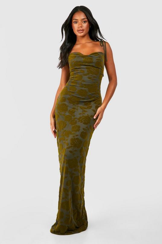 Floral Devore Cowl Maxi Slip Dress by BOOHOO