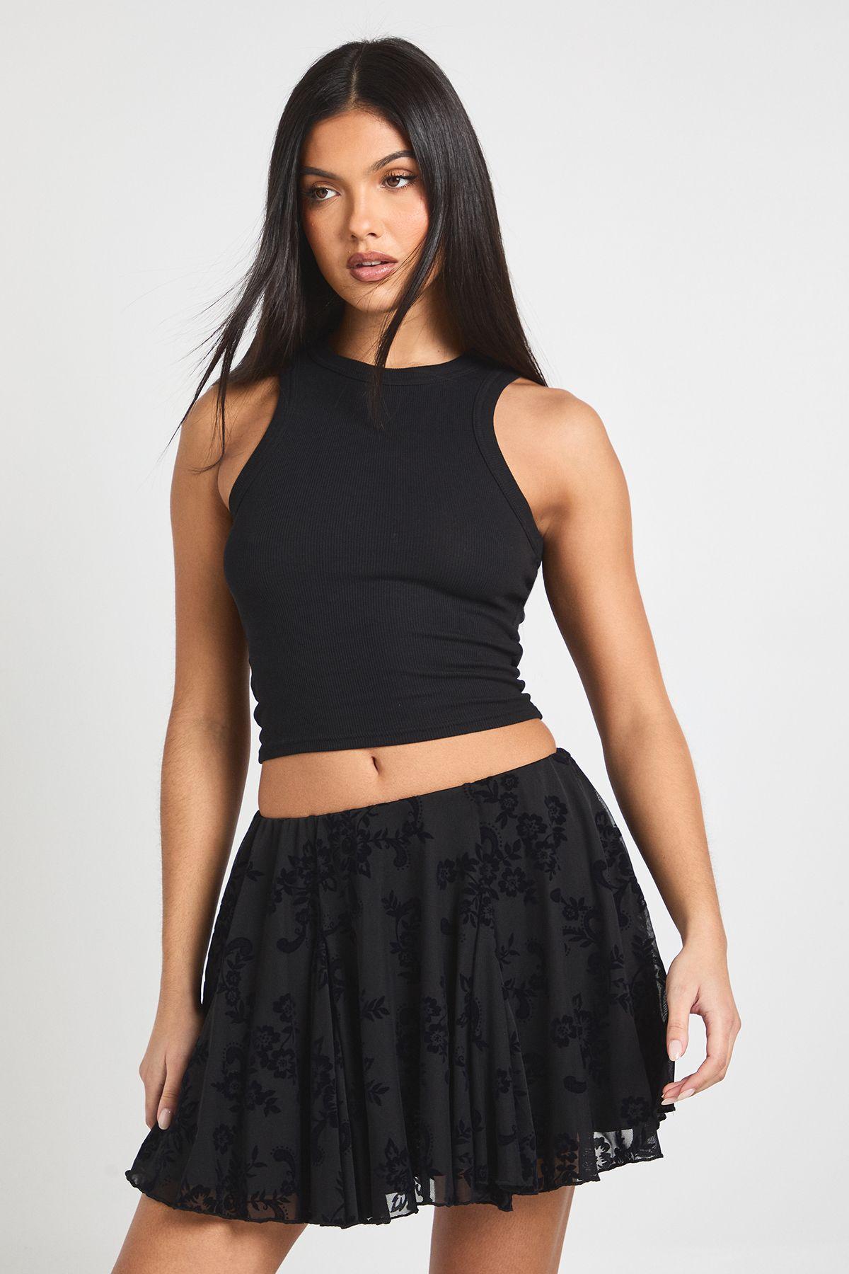 Floral Devoure Godet Hem Mini Skirt by BOOHOO