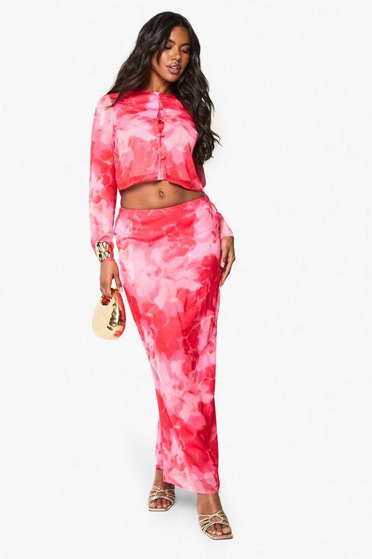 Floral Print Woven Maxi Skirt by BOOHOO