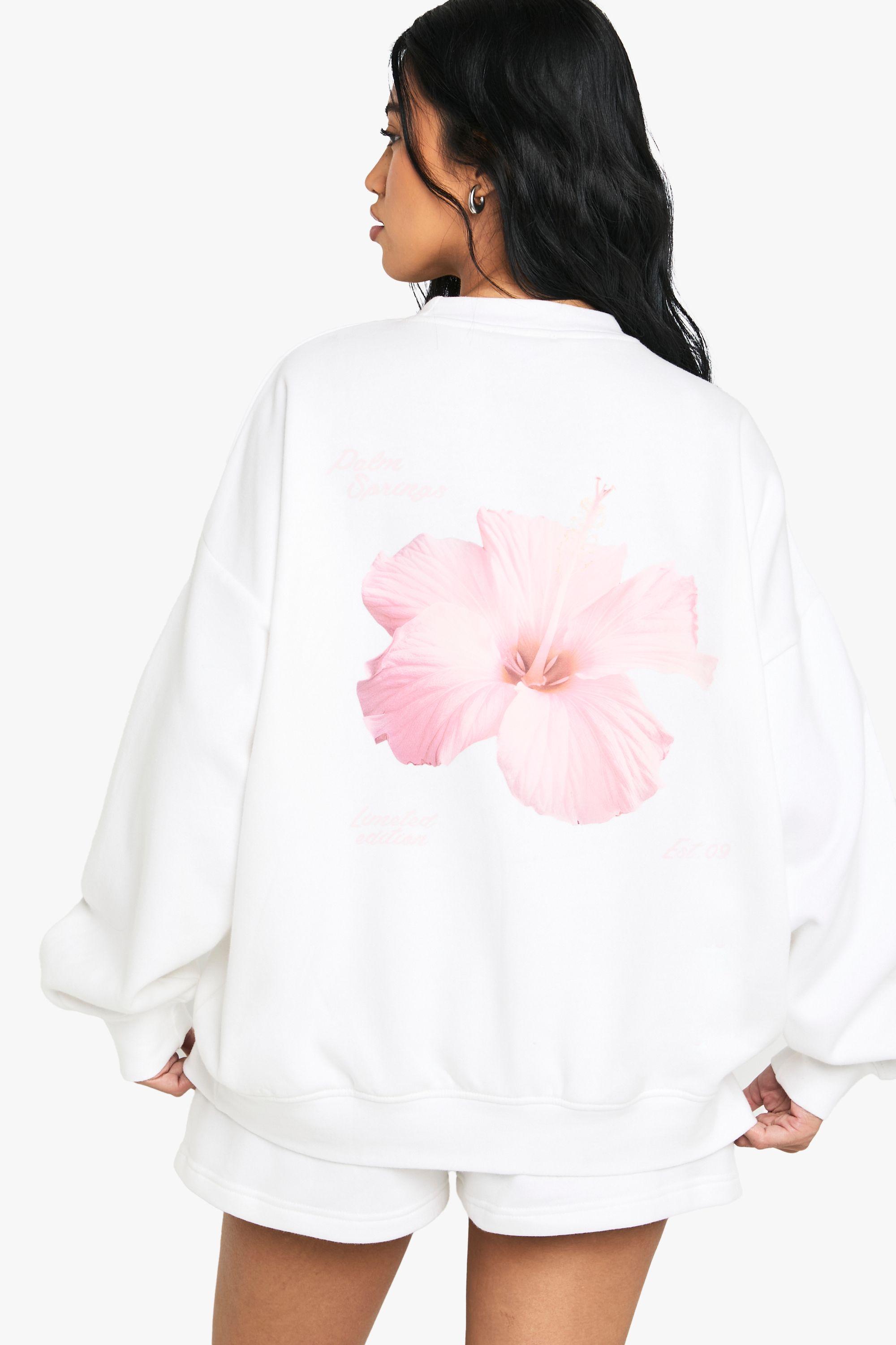 Flower Back Print Short Tracksuit by BOOHOO
