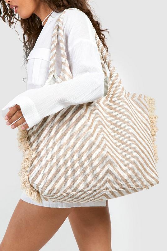 Frayed Edge Oversized Beach Bag by BOOHOO