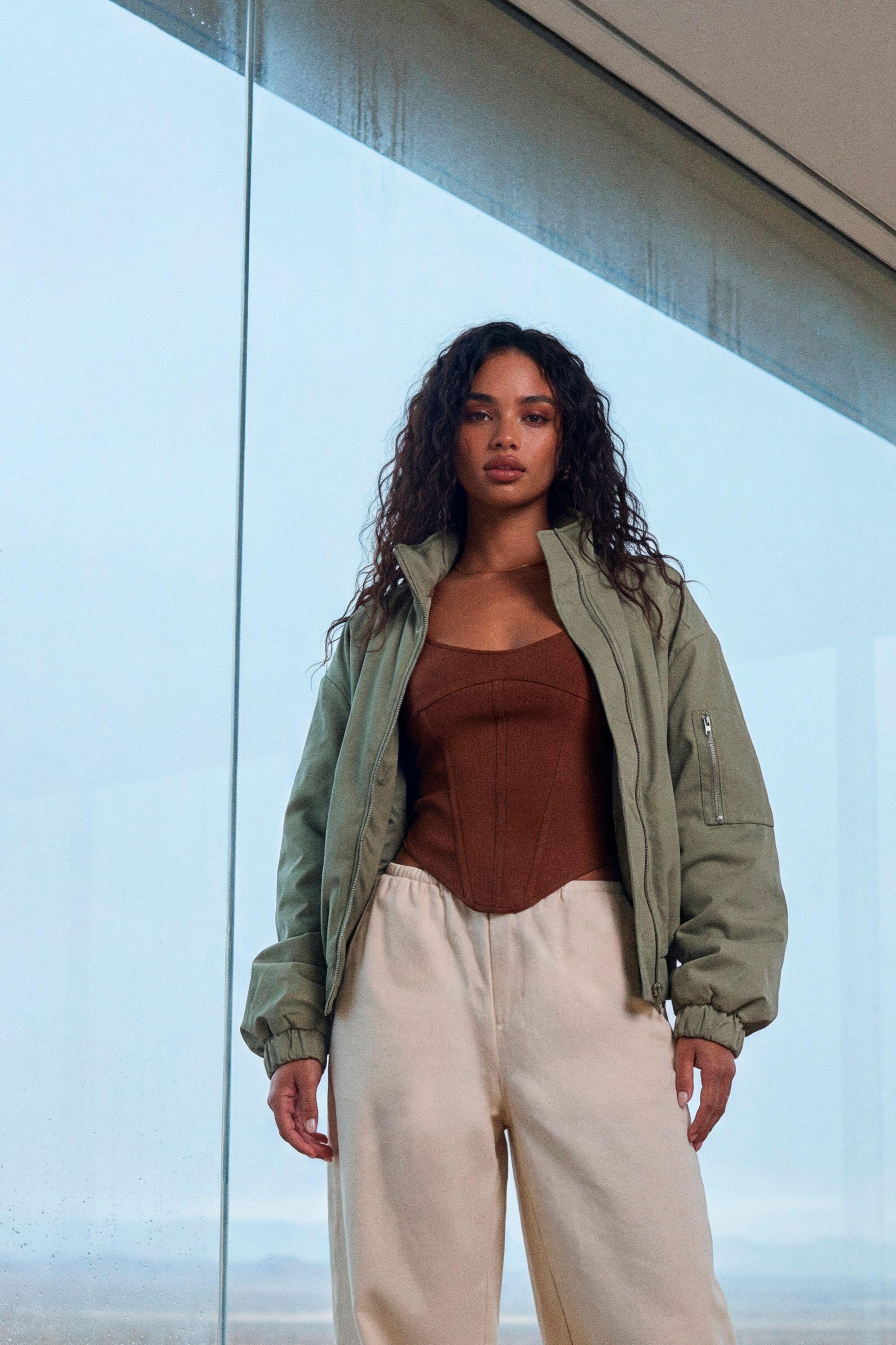 Funnel Neck Bomber Jacket by BOOHOO