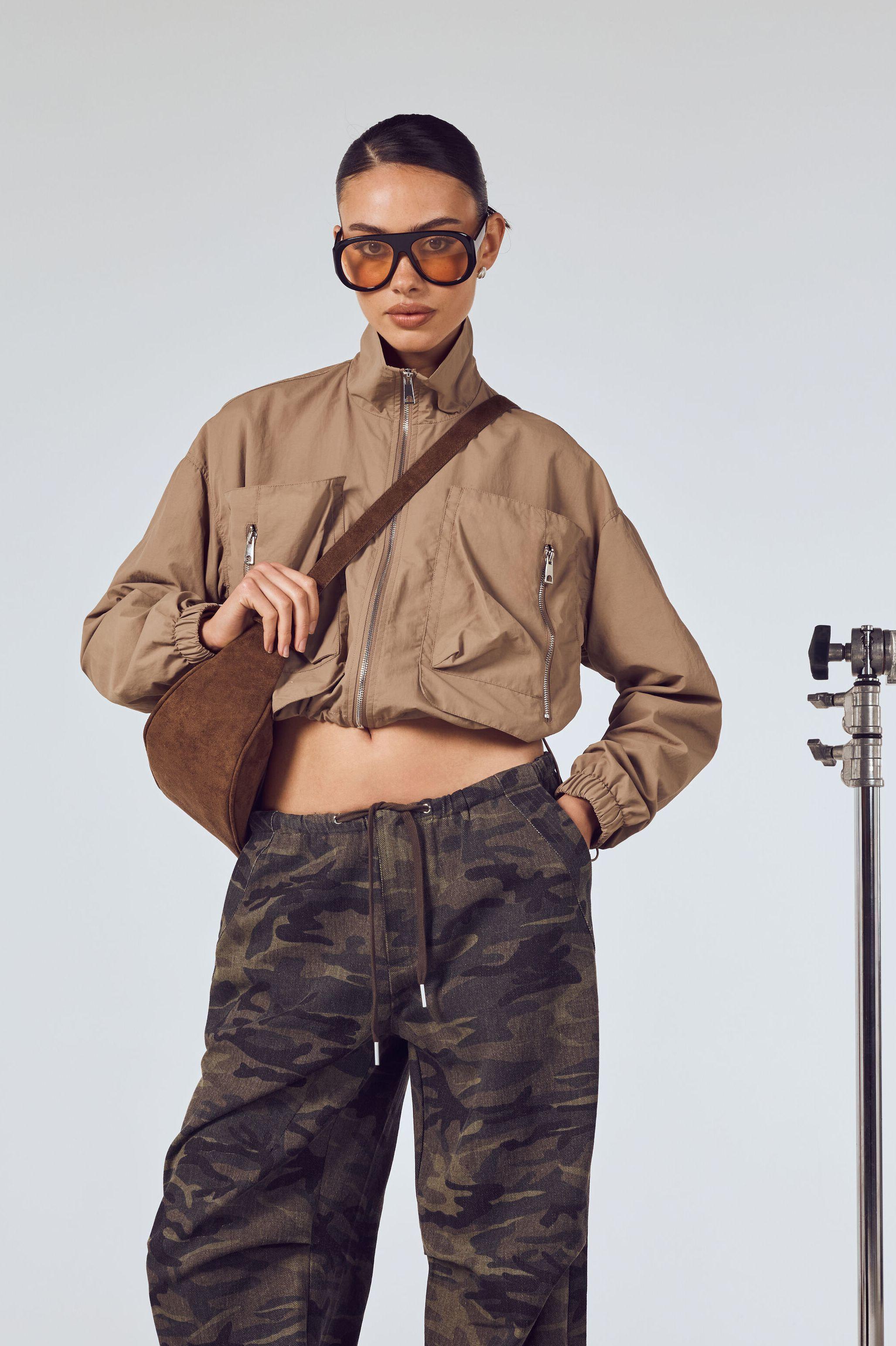 Funnel Neck Cropped Utility Jacket by BOOHOO