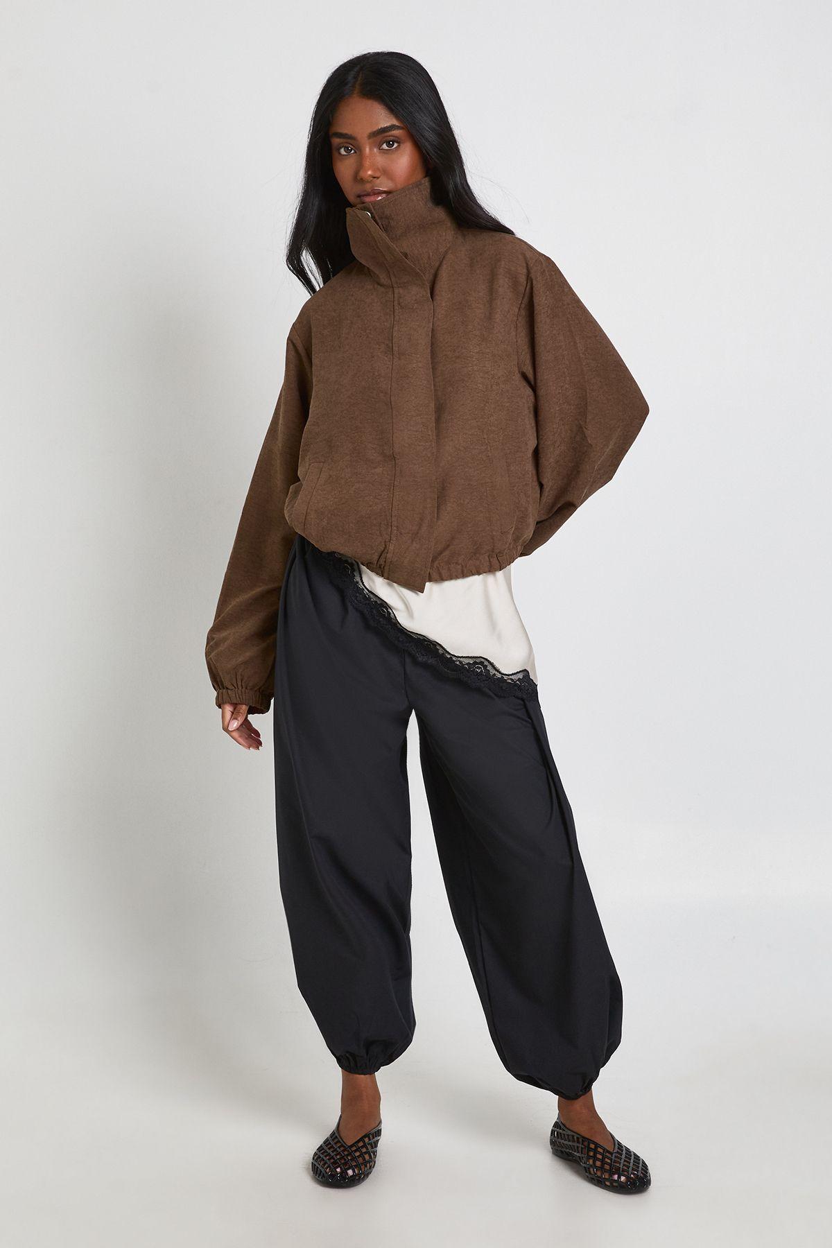 Funnel Neck Elasticated Waist Jacket by BOOHOO