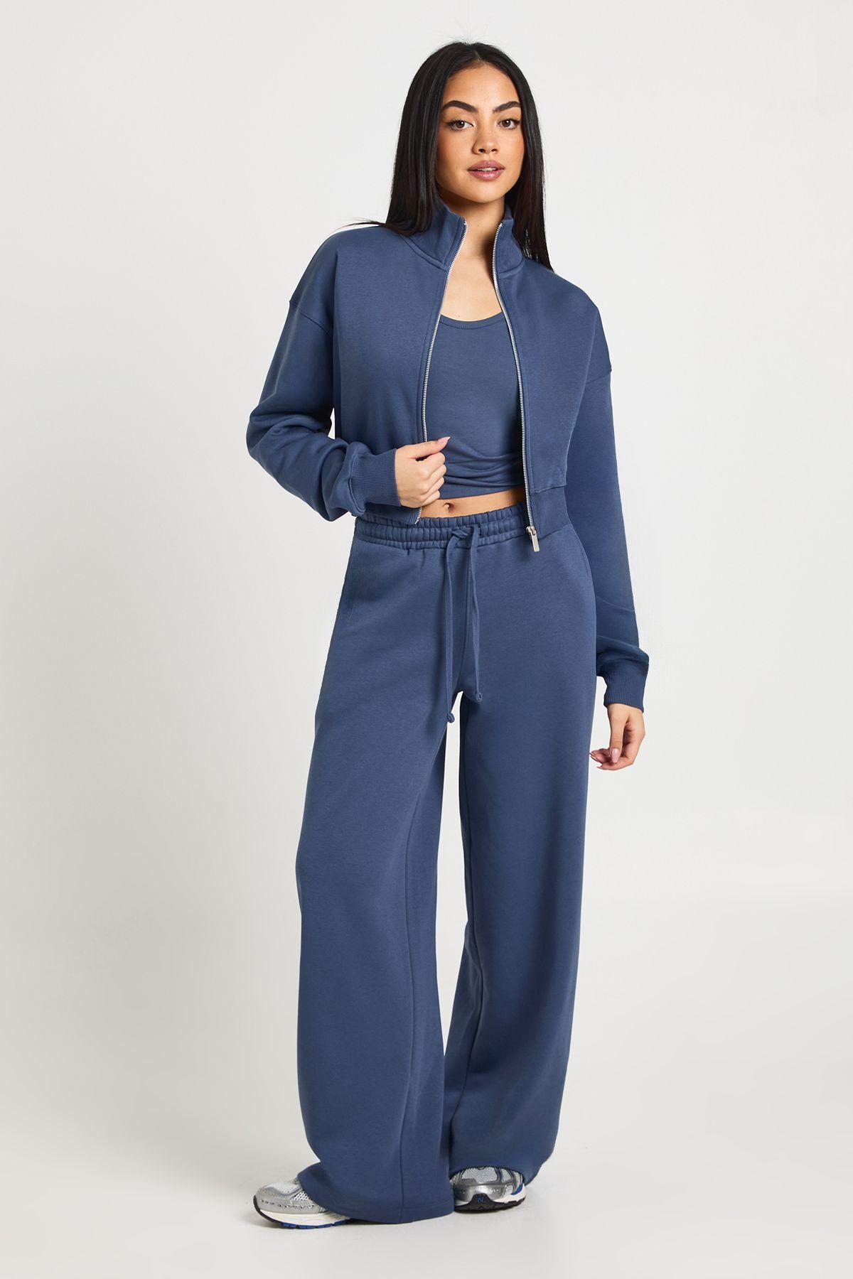 Funnel Neck Zip Through 3 Piece Straight Leg Tracksuit by BOOHOO