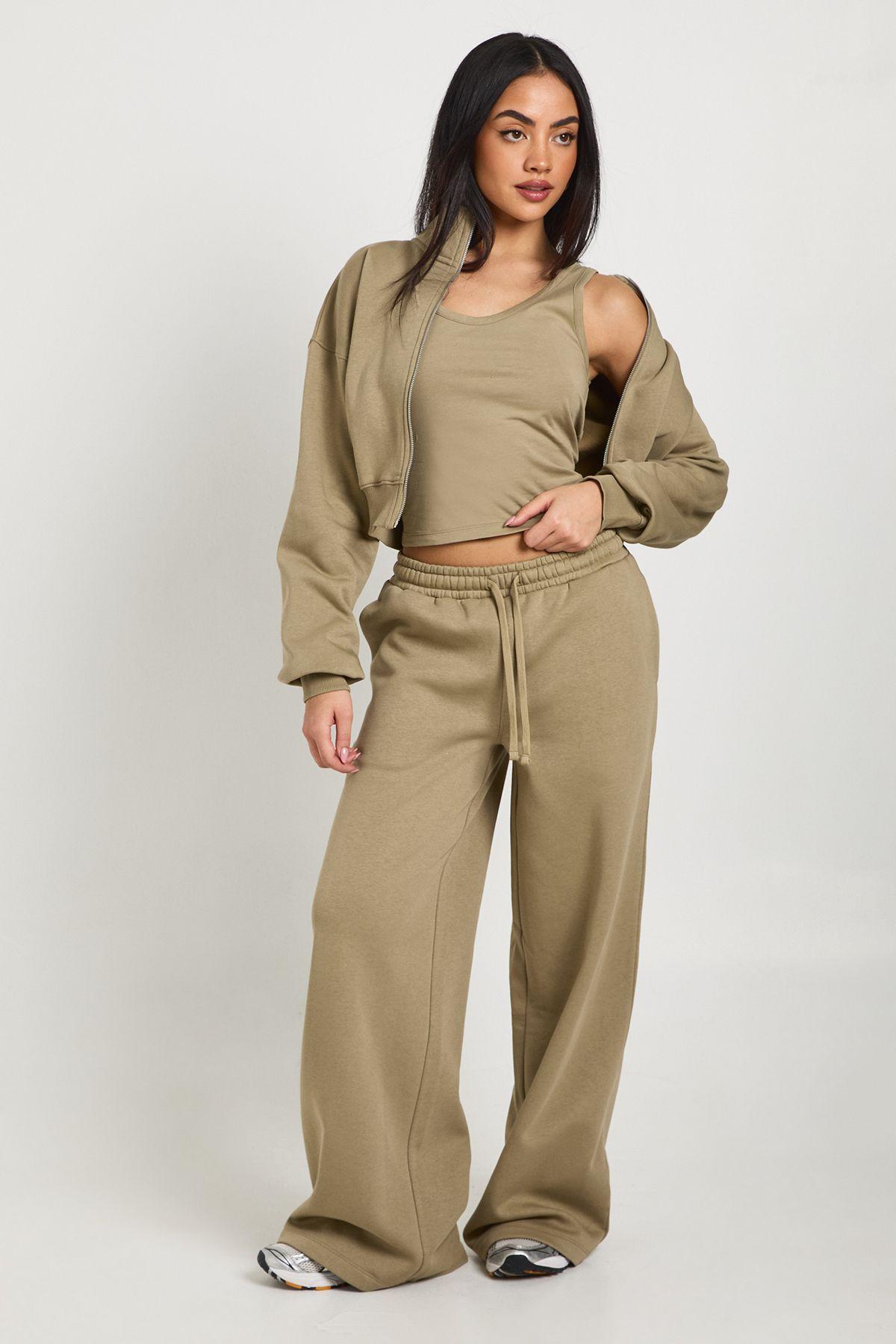 Funnel Neck Zip Through 3 Piece Straight Leg Tracksuit by BOOHOO