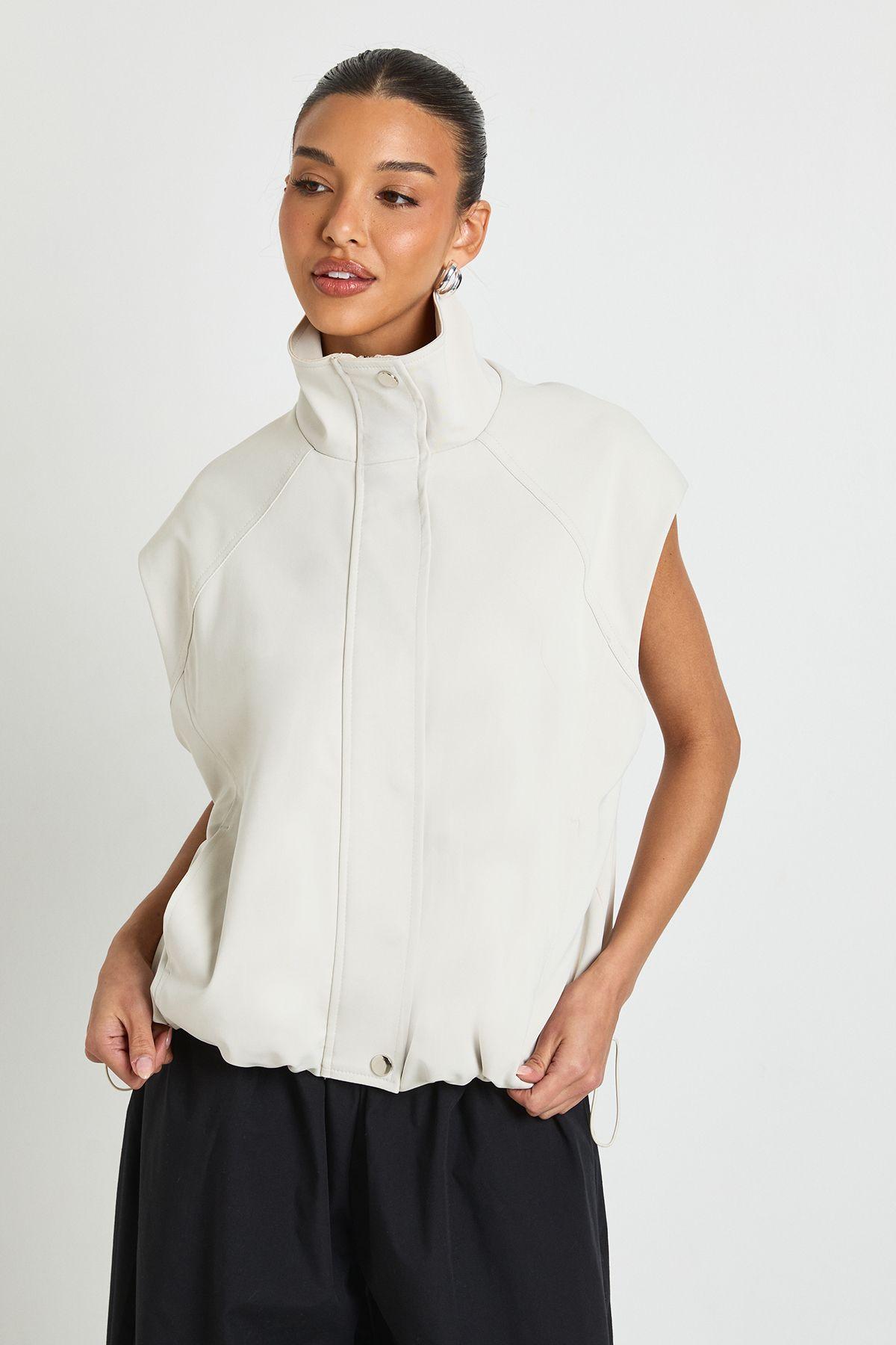 Funnel Neck Zip Through Gilet by BOOHOO