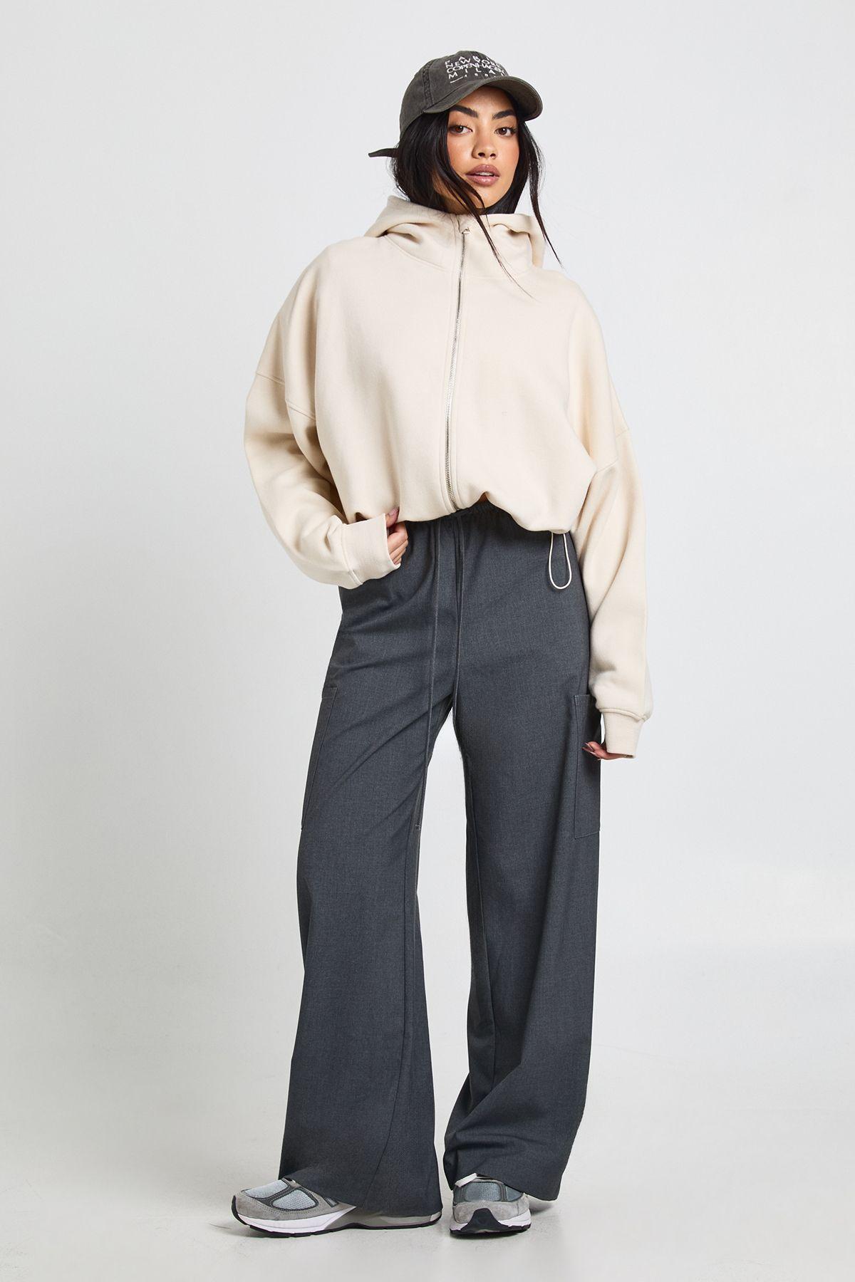 Funnel Neck Zip Through Hoodie With Toggles by BOOHOO