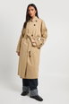 Gathered Back Belted Trench Coat by BOOHOO