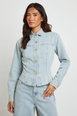 Gold Button Denim Shirt by BOOHOO Gold Button Denim Shirt by BOOHOO