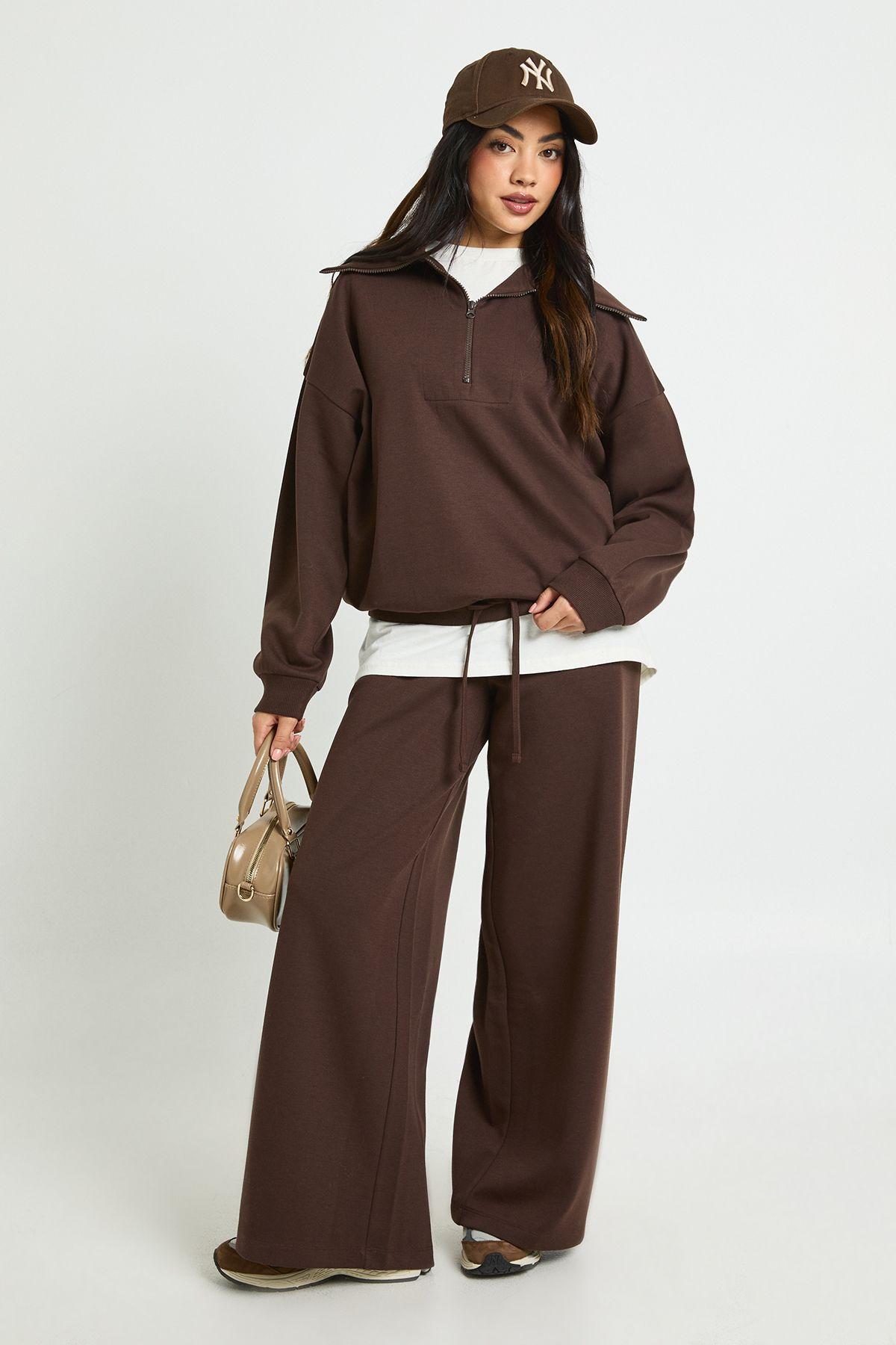 Half Zip Sweatshirt Interlock Tracksuit by BOOHOO