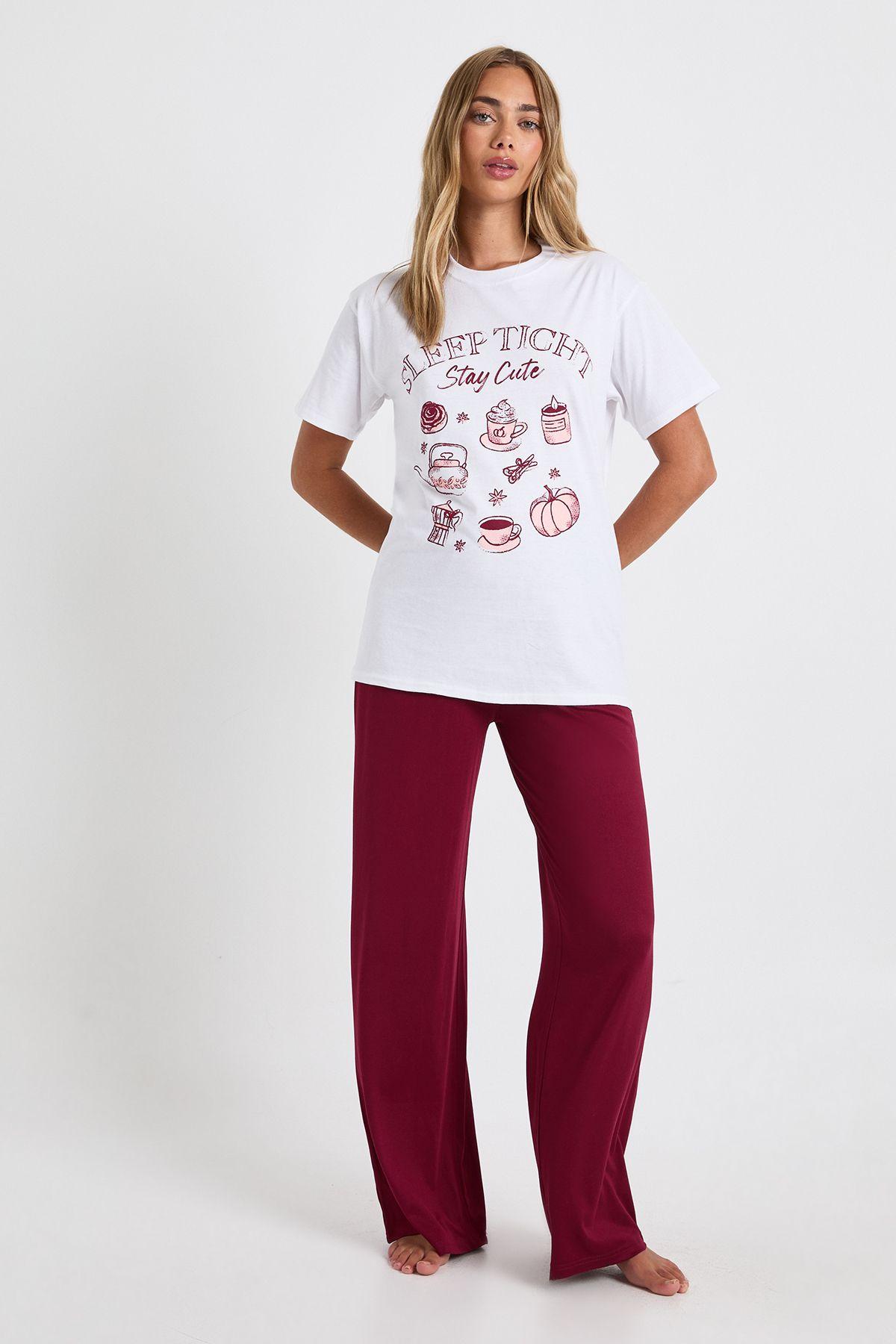 Halloween 'Sleep Tight' Graphic Oversized T-Shirt & Trousers Pyjama Set by BOOHOO Halloween 'Sleep Tight' Graphic Oversized T-Shirt & Trousers Pyjama Set by BOOHOO