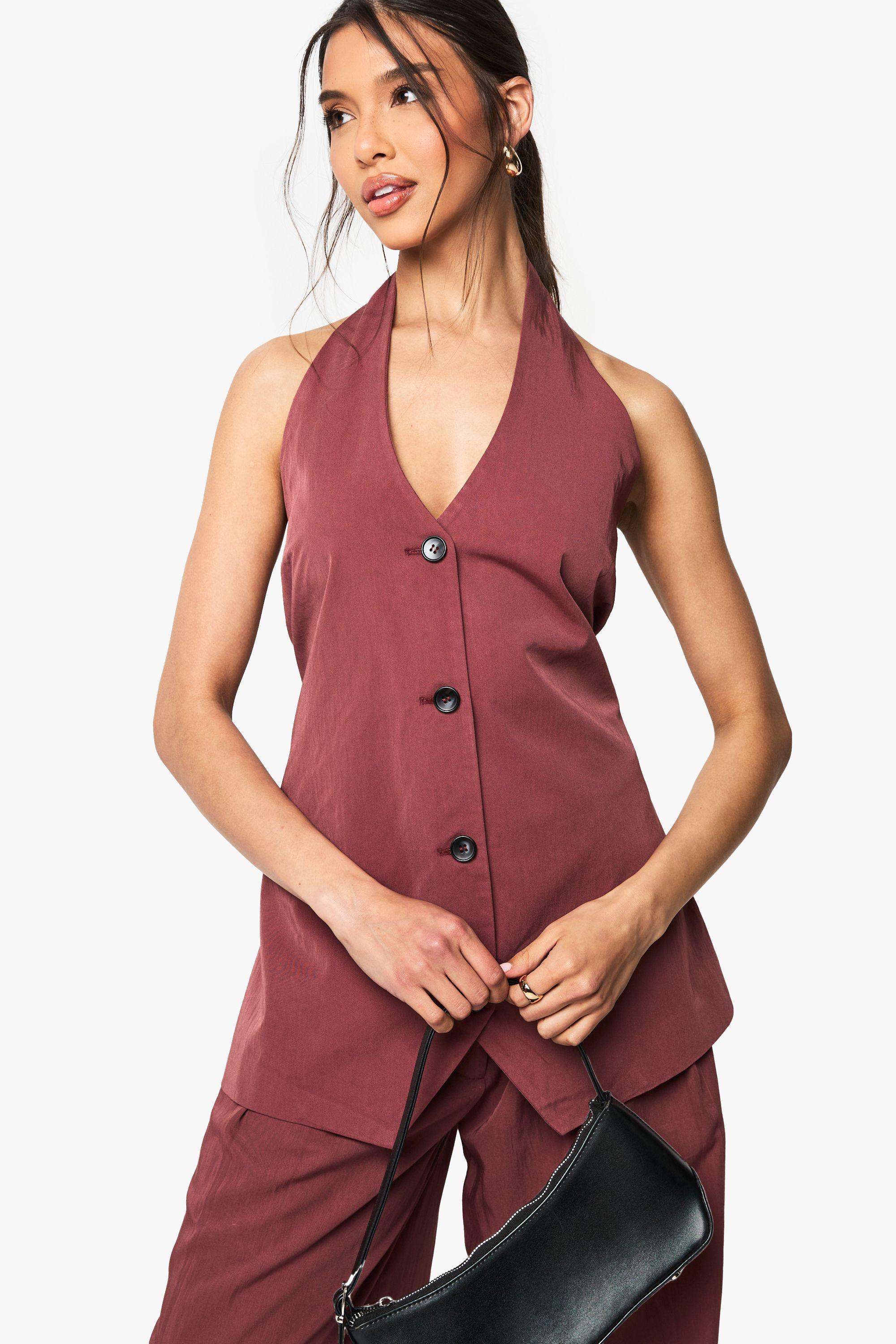 Halter Neck Longline Tailored Waistcoat by BOOHOO