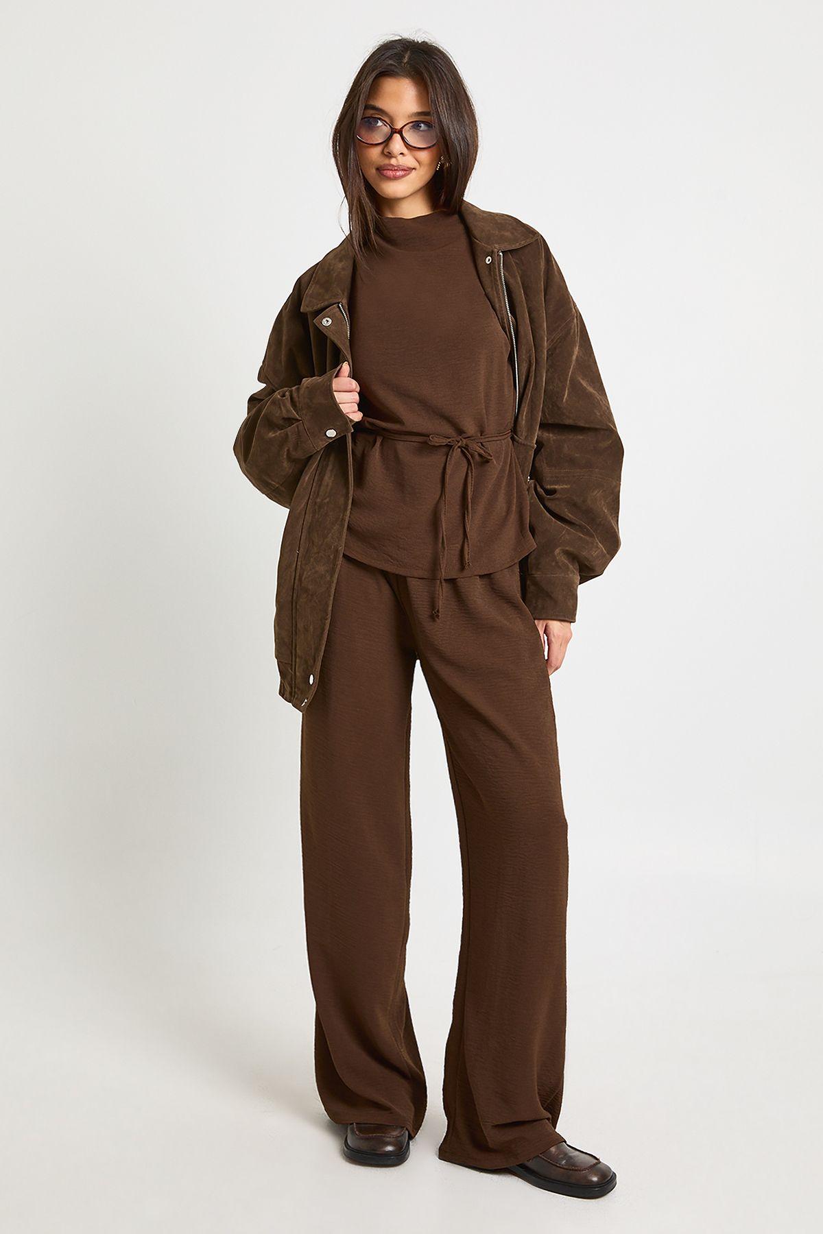 Hammered Tie Detail Blouse & Trouser Co Ord by BOOHOO