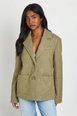 Herringbone Pocket Detail Oversized Blazer by BOOHOO
