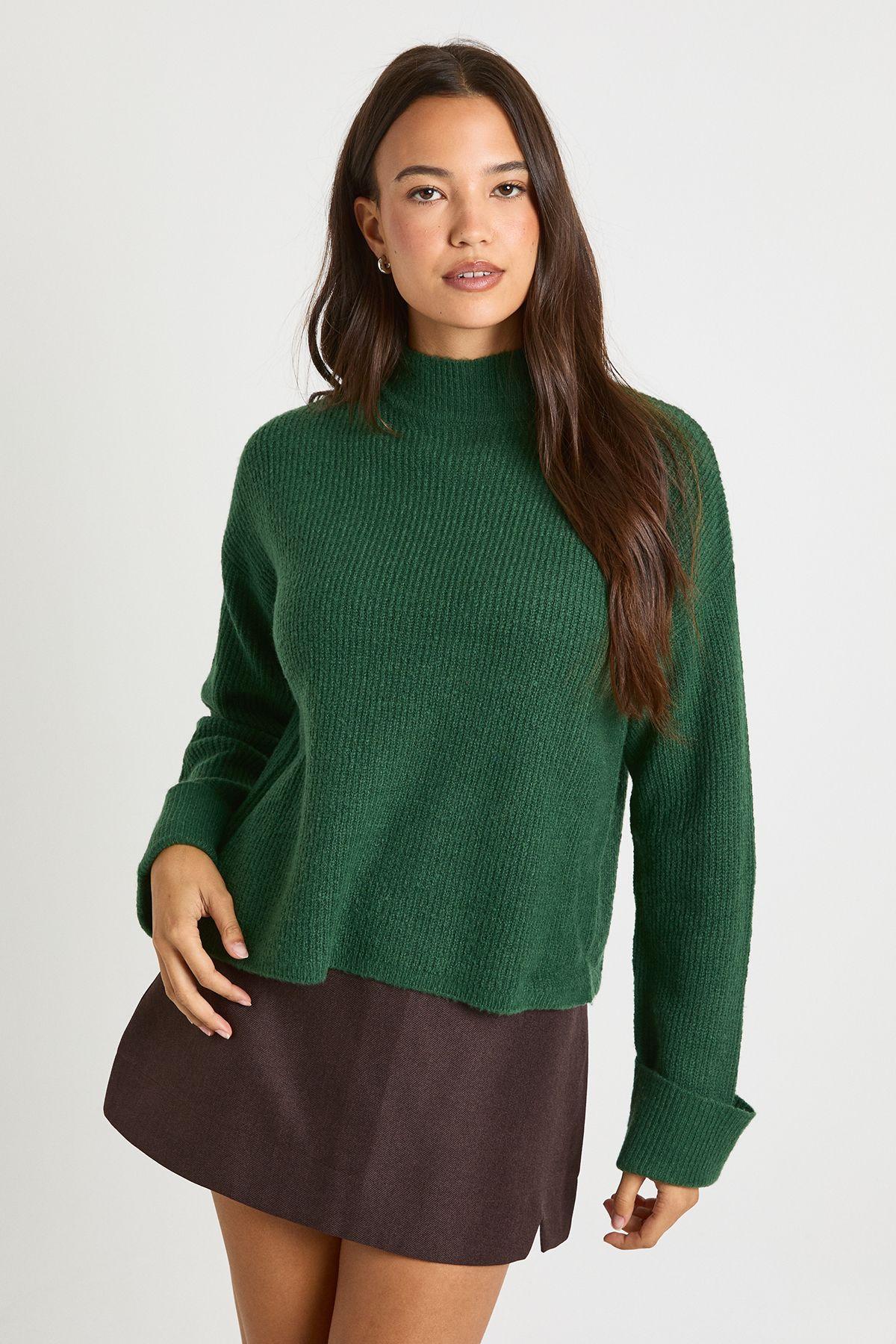 High Neck Knit Jumper by BOOHOO