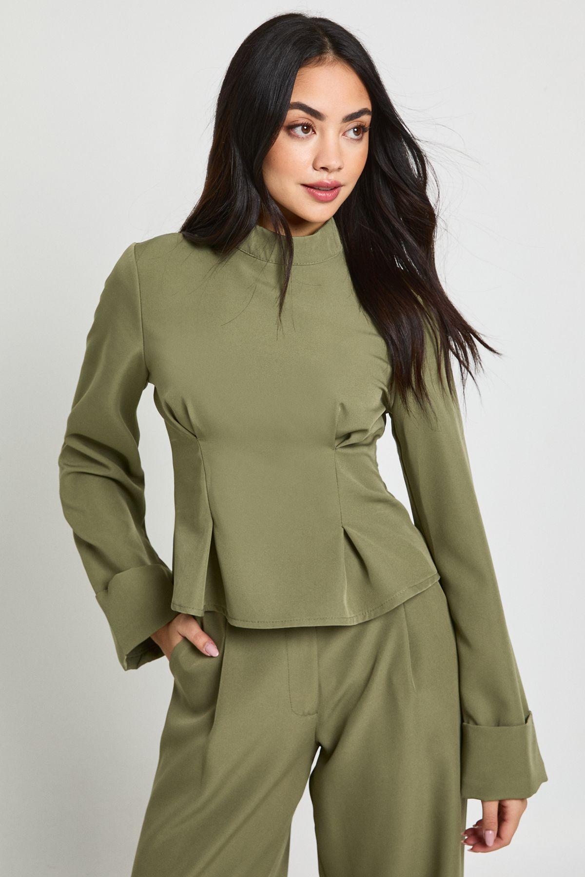 High Neck Peplum Top by BOOHOO