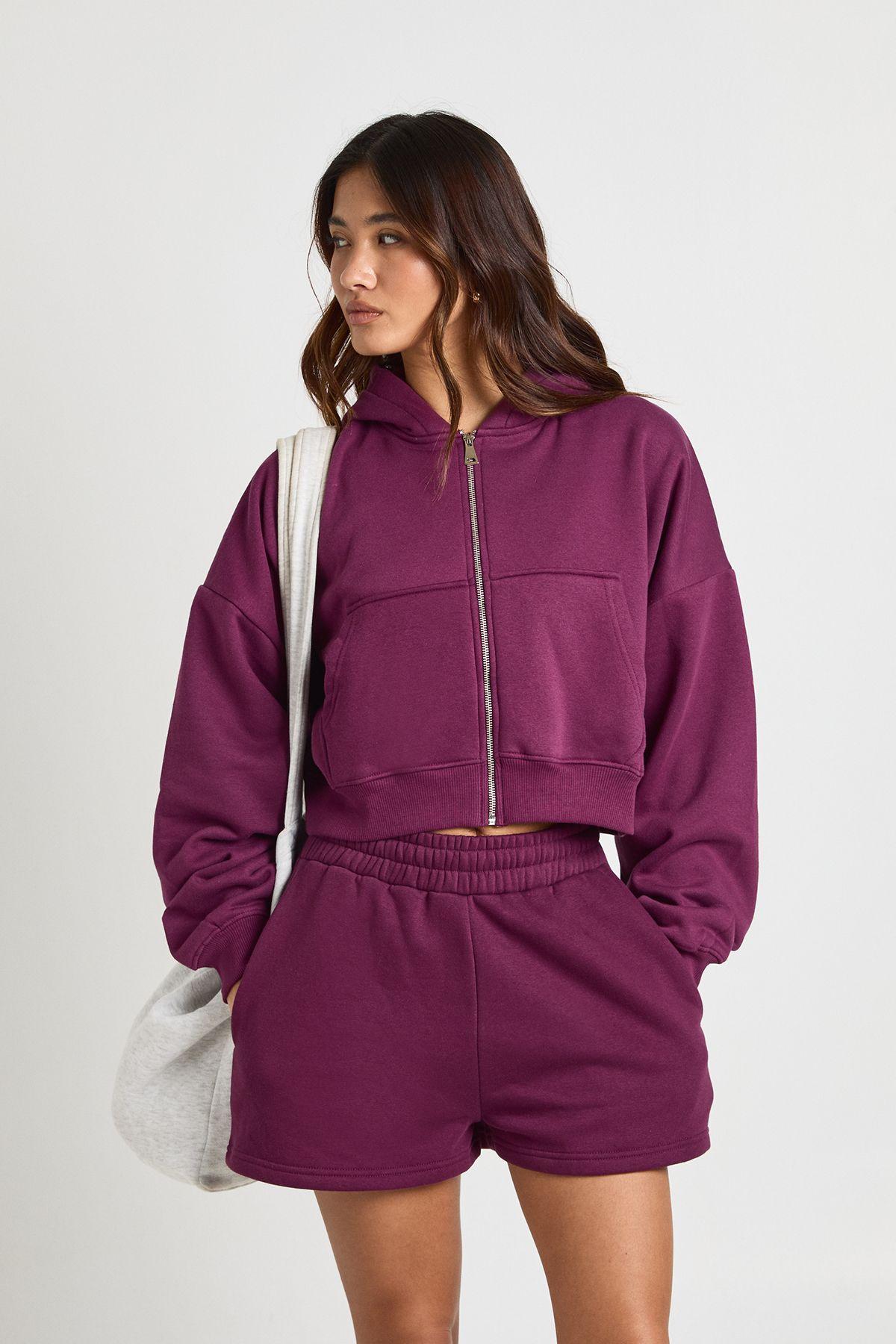 High Waist Sweatshort With Internal Drawcord by BOOHOO
