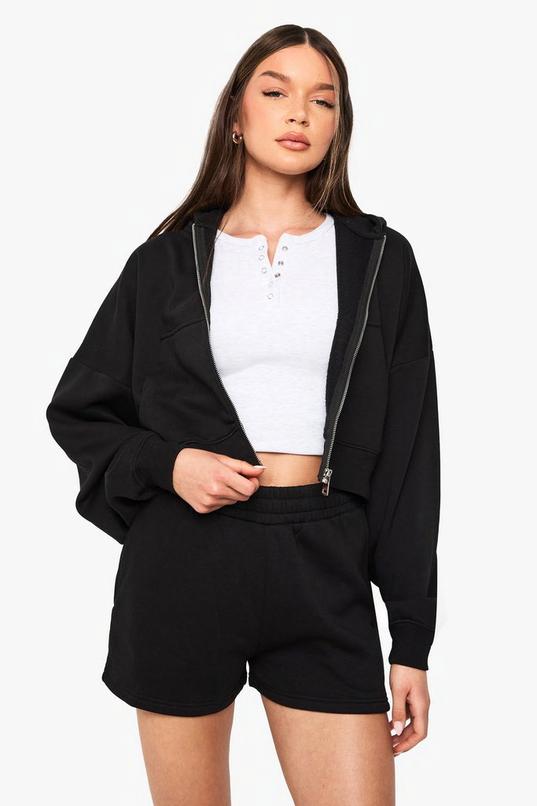 High Waist Sweatshort With Internal Drawcord by BOOHOO