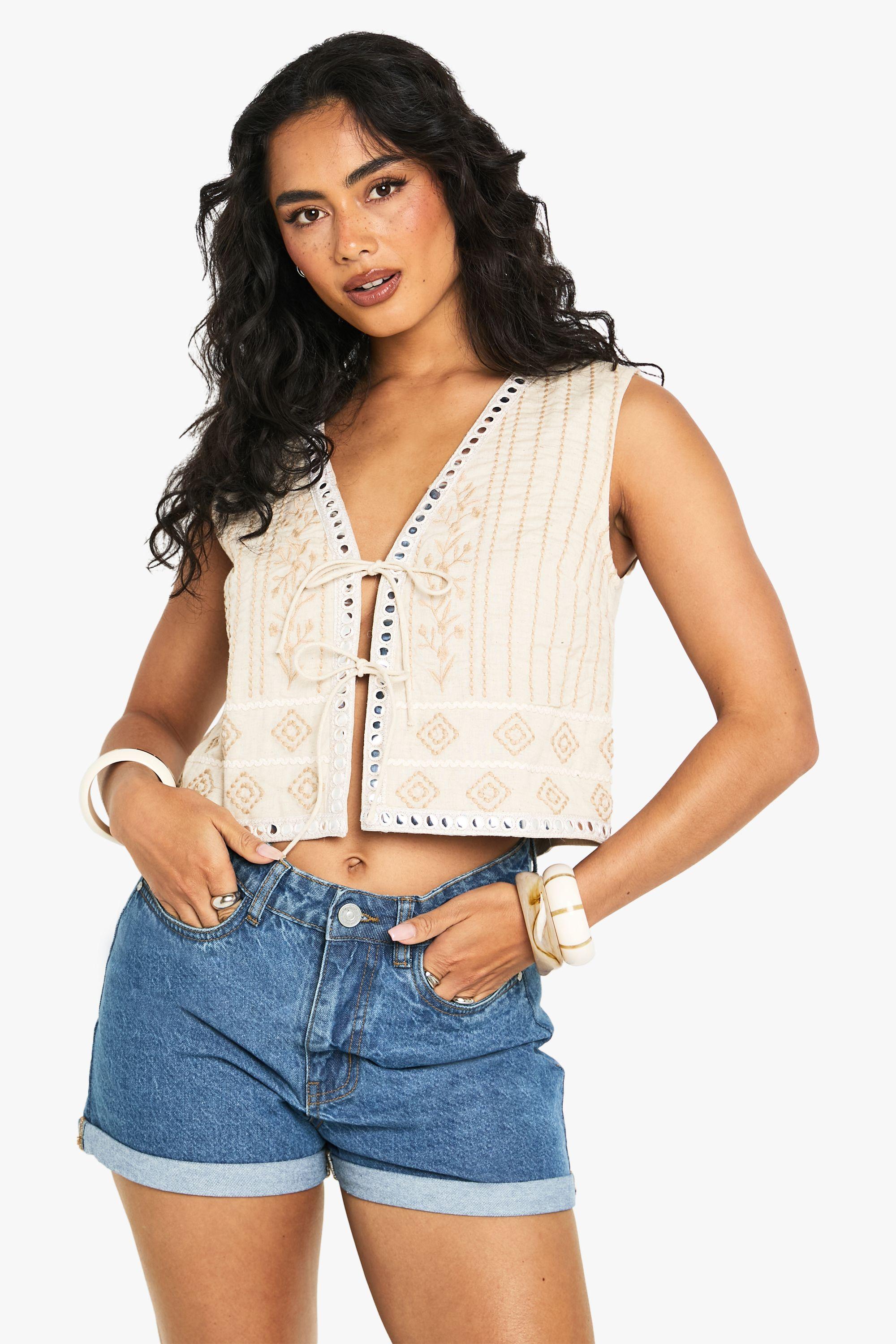 High Waisted Roll Hem Denim Shorts by BOOHOO
