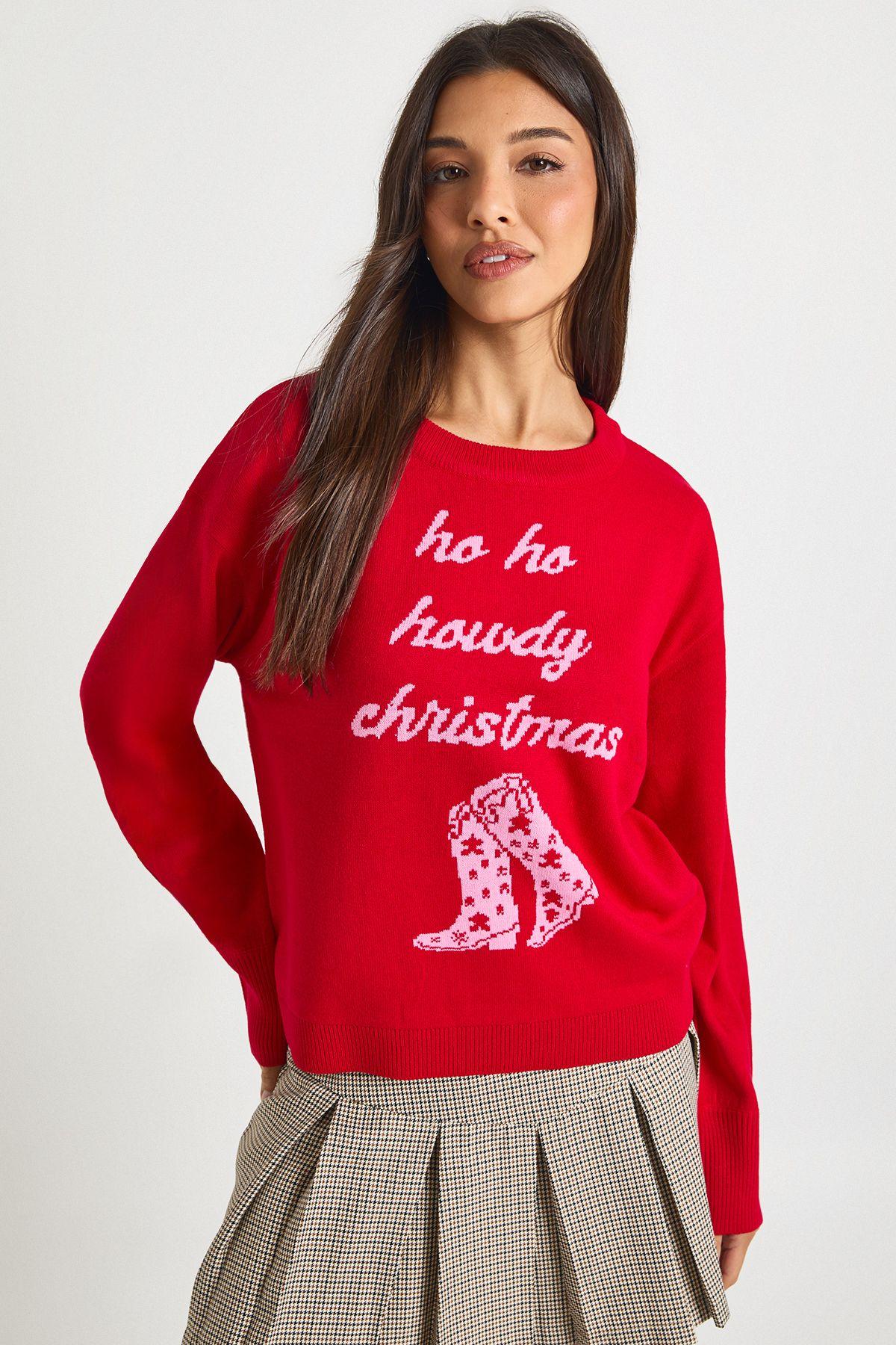 Ho Ho Howdy Christmas Jumper by BOOHOO