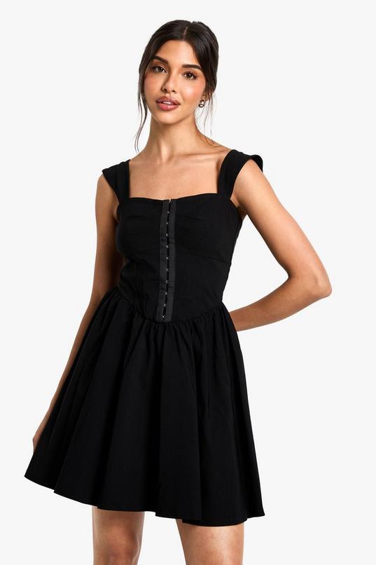 Hook & Eye Detail Strappy Mini Dress by BOOHOO