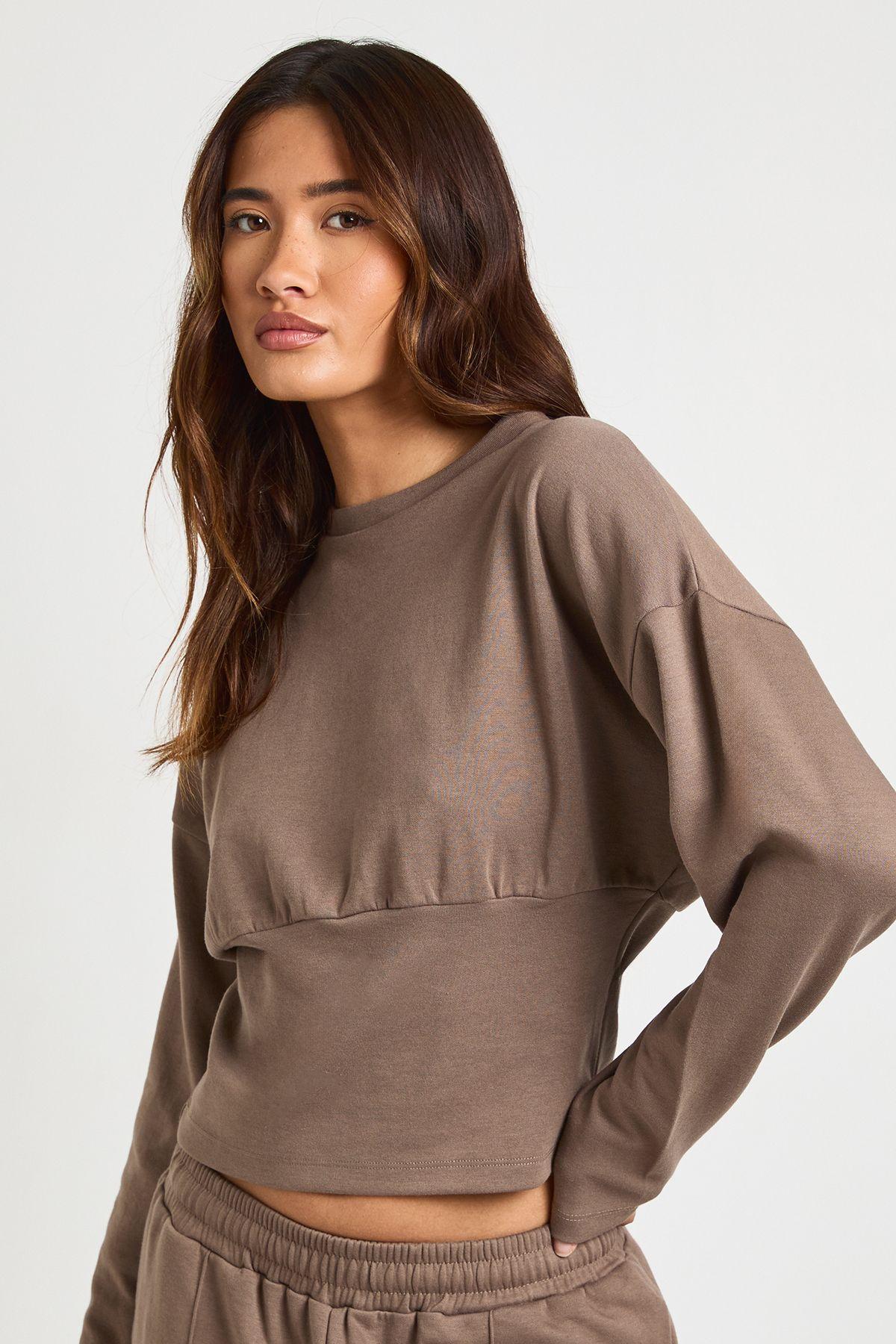 Interlock Cinched Waist Top by BOOHOO