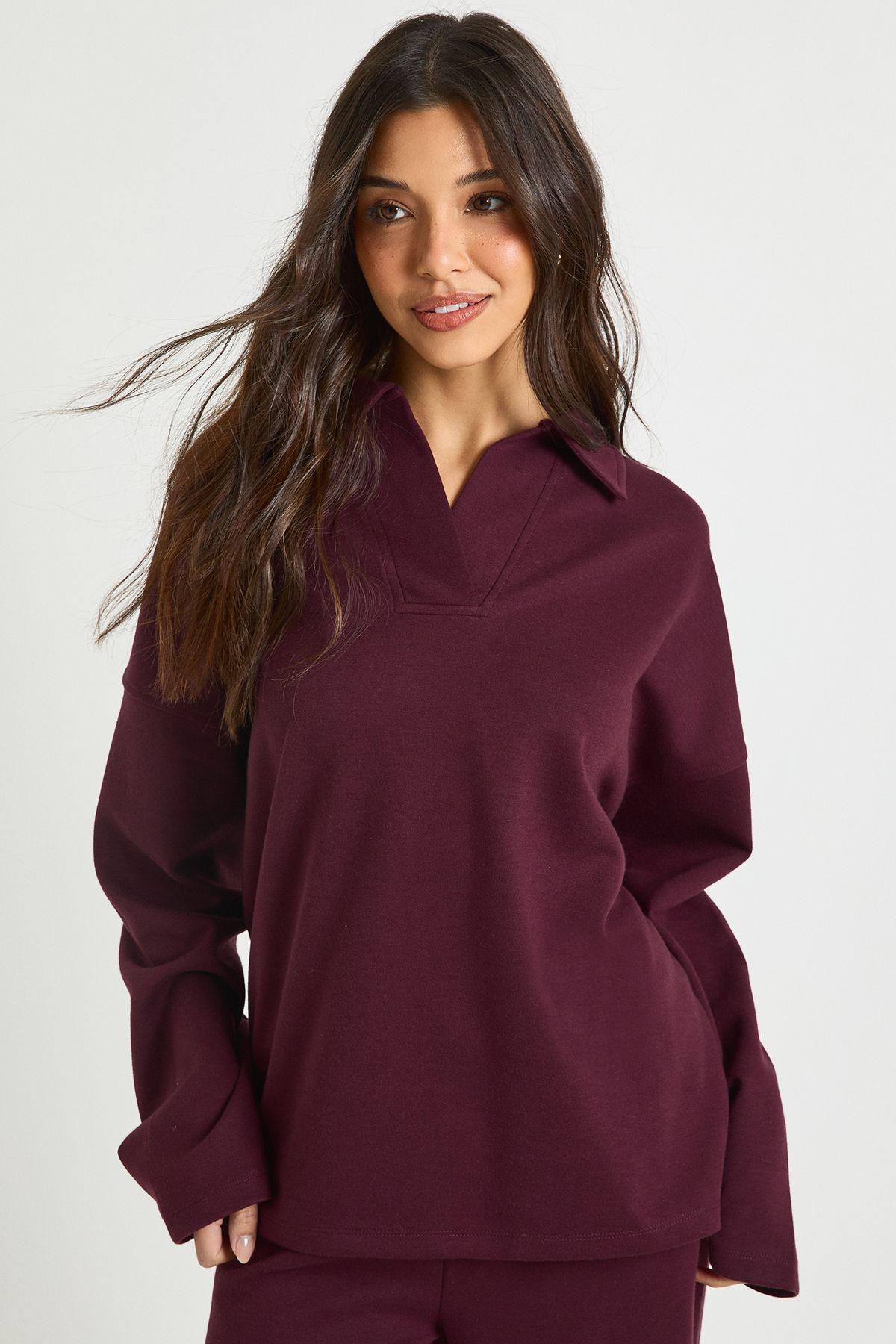 Interlock Collared Rugby Sweatshirt by BOOHOO