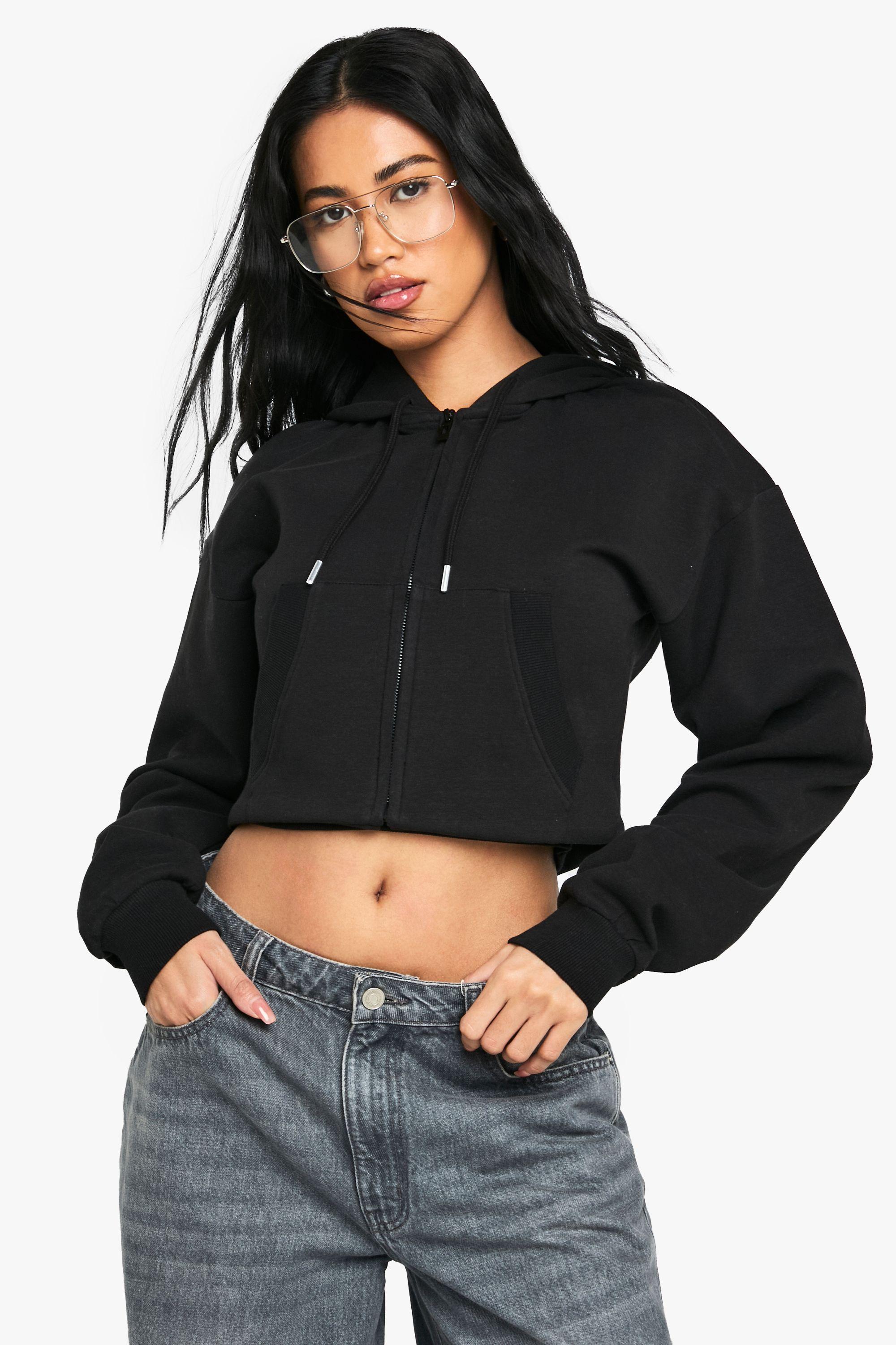 Interlock Cropped Zip Through Hoodie by BOOHOO