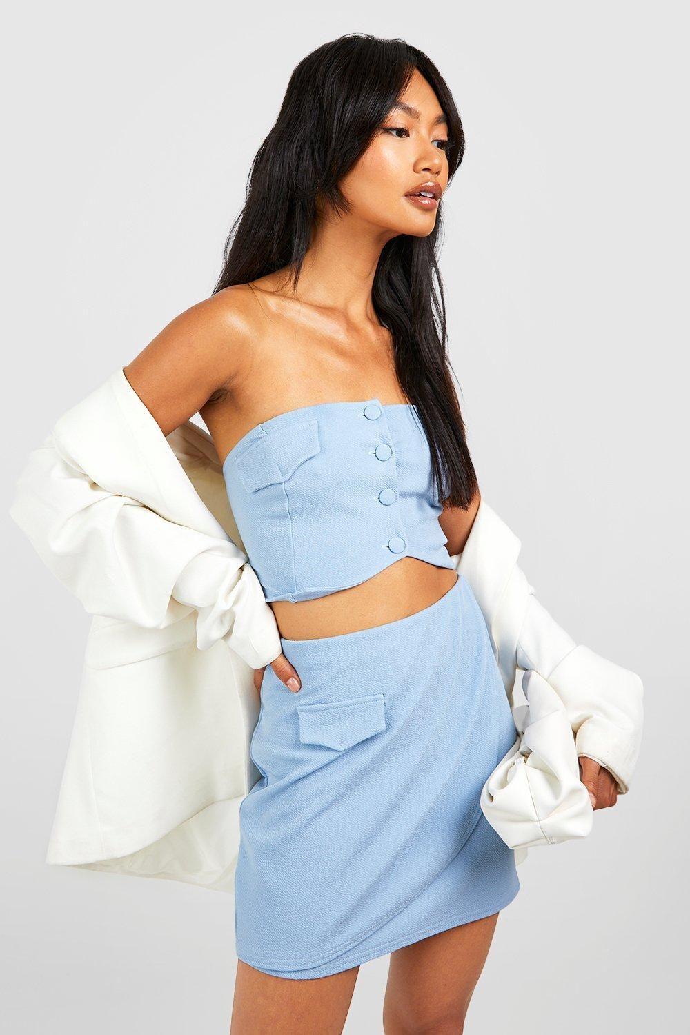 Jersey Crepe Bandeau & Wrap Mini Skirt by BOOHOO