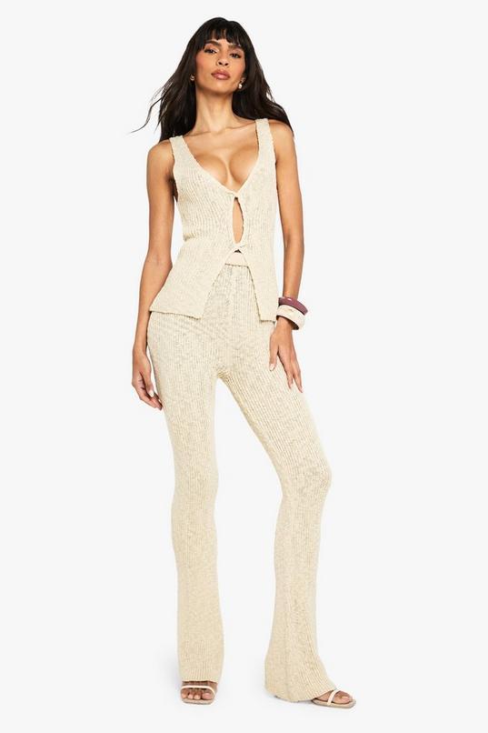 Knitted Crochet Flare Trouser by BOOHOO