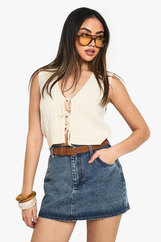 Knitted Tie Detail Waistcoat by BOOHOO