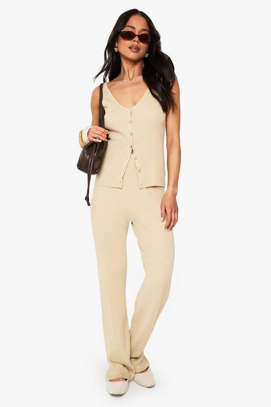Knitted Waistcoat and Wide Leg Trouser by BOOHOO