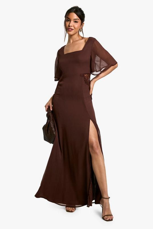 Lace Angel Sleeve Midaxi Dress by BOOHOO