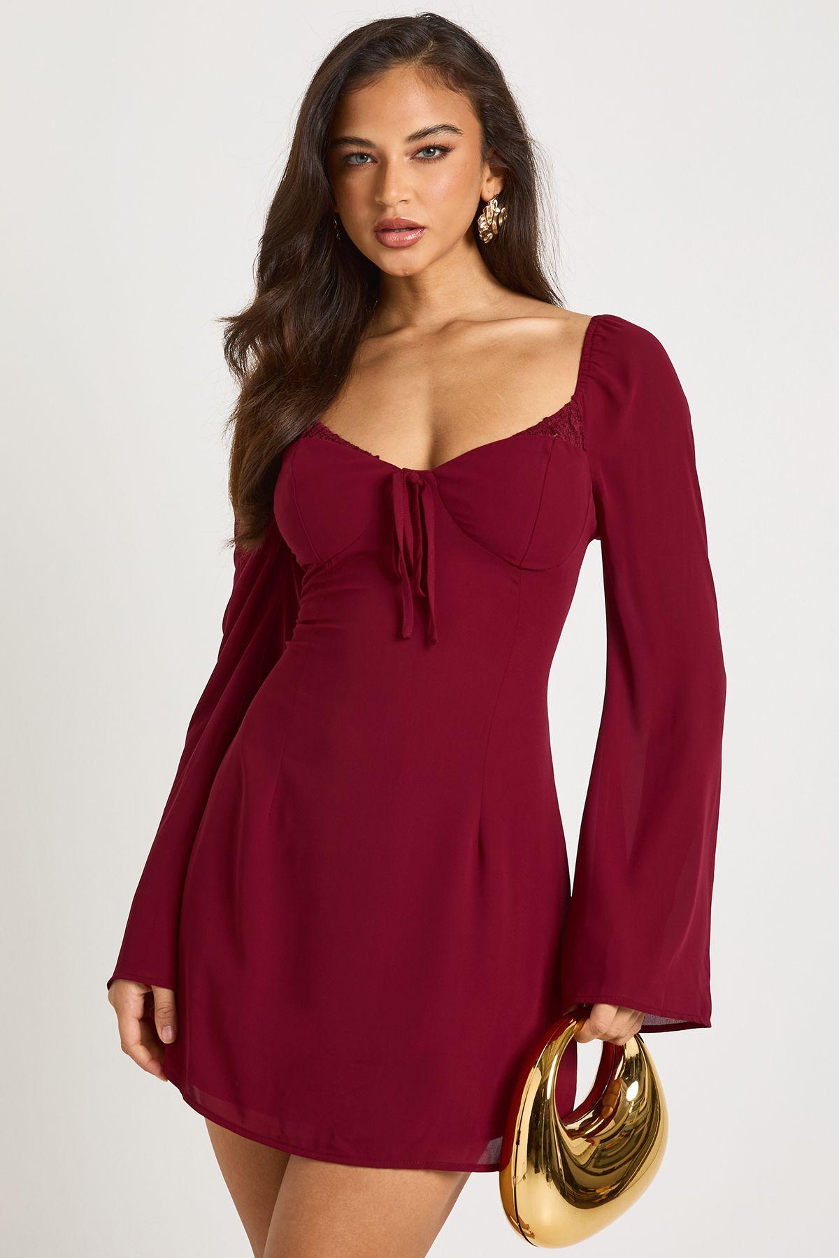 Lace Cup Detail Milkmaid Dress by BOOHOO