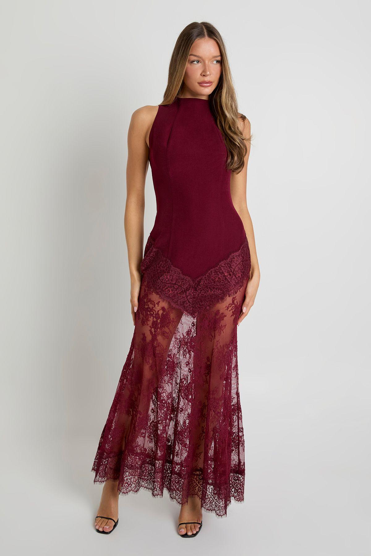 Lace Hem Maxi Dress by BOOHOO