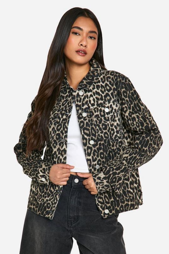 Leopard Print Denim Jacket by BOOHOO Leopard Print Denim Jacket by BOOHOO