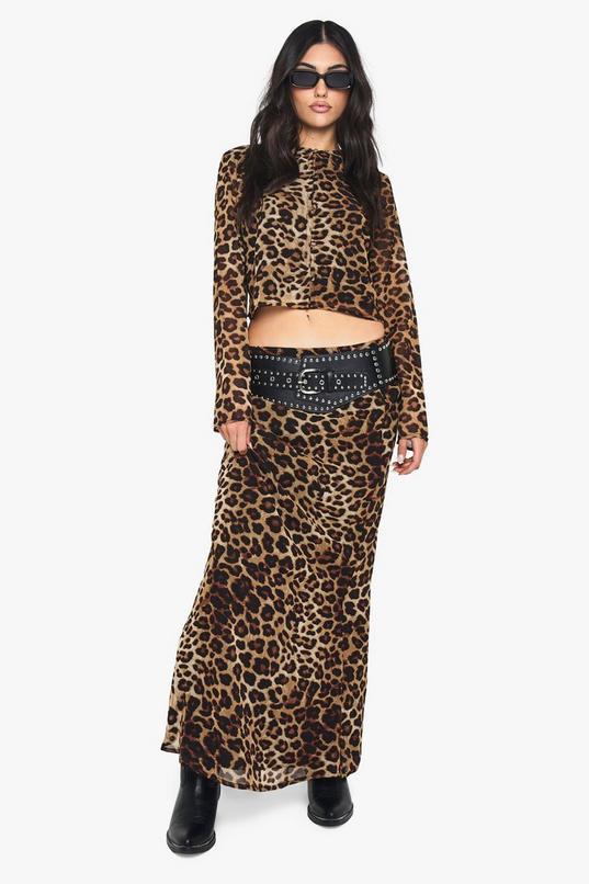 Leopard Print Woven Maxi Skirt by BOOHOO