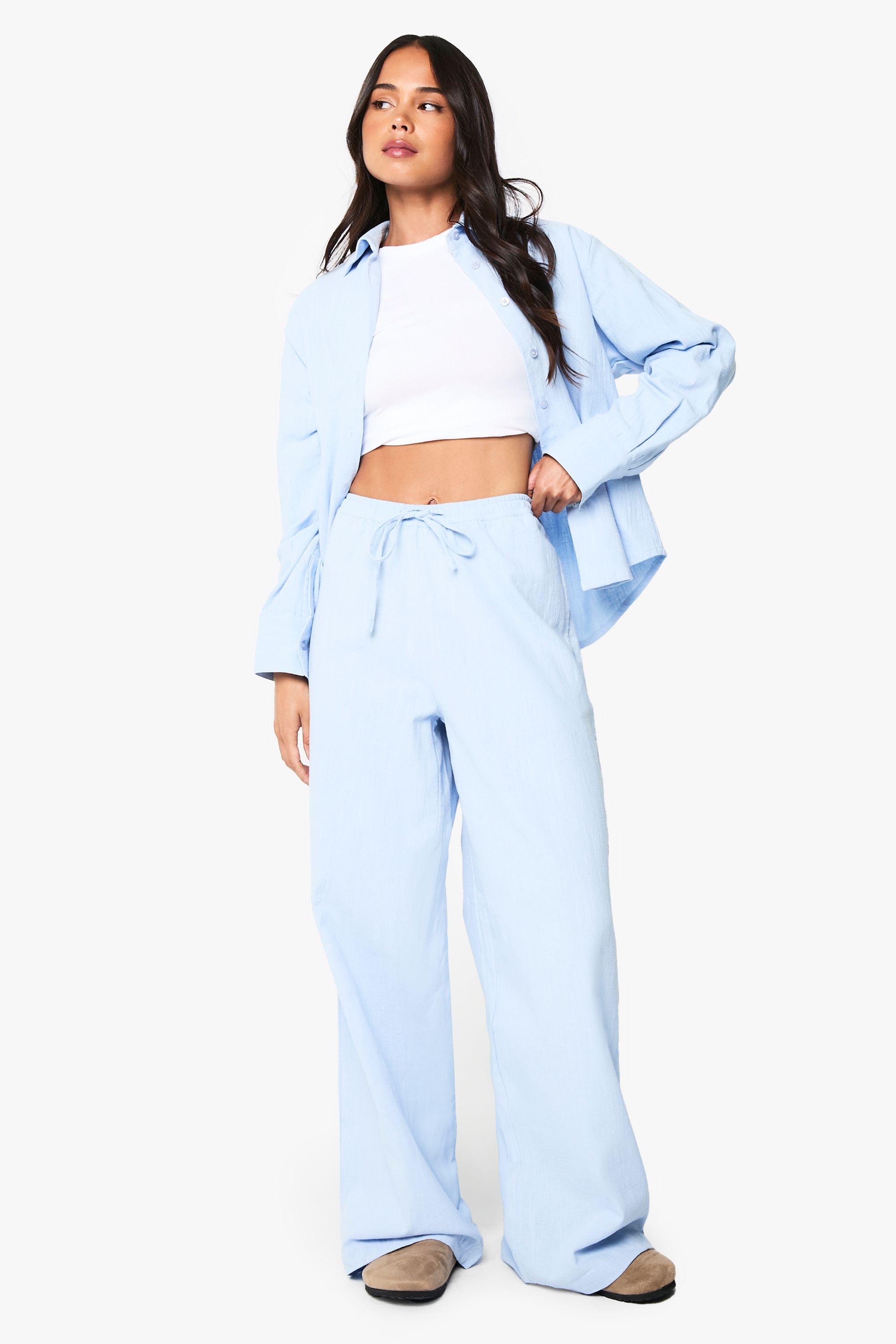Linen Look Drawstring Trousers by BOOHOO