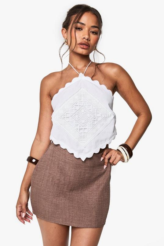 Linen Look Mini Skirt by BOOHOO