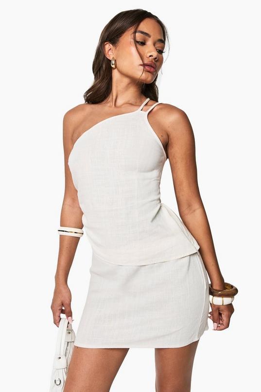 Linen Look Mini Skirt by BOOHOO