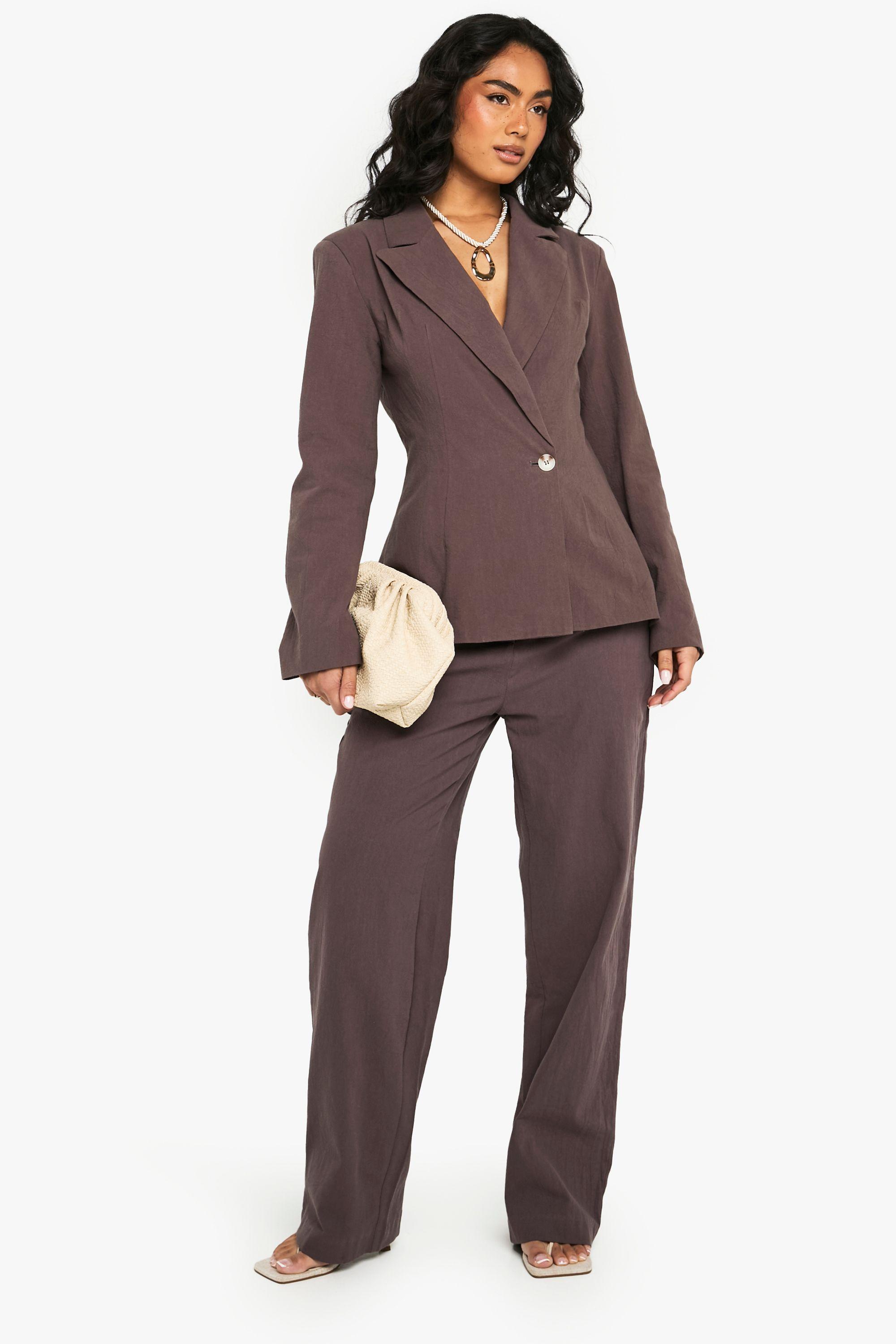 Linen  Tailored Straight Leg Trouser by BOOHOO
