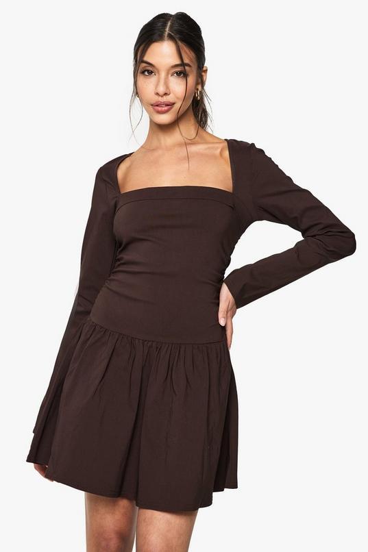 Long Sleeve Skater Mini Dress by BOOHOO