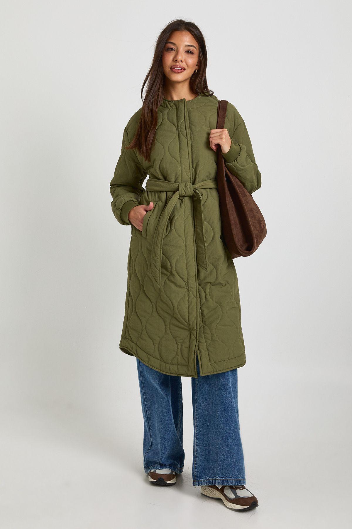 Longline Quilted Puffer by BOOHOO