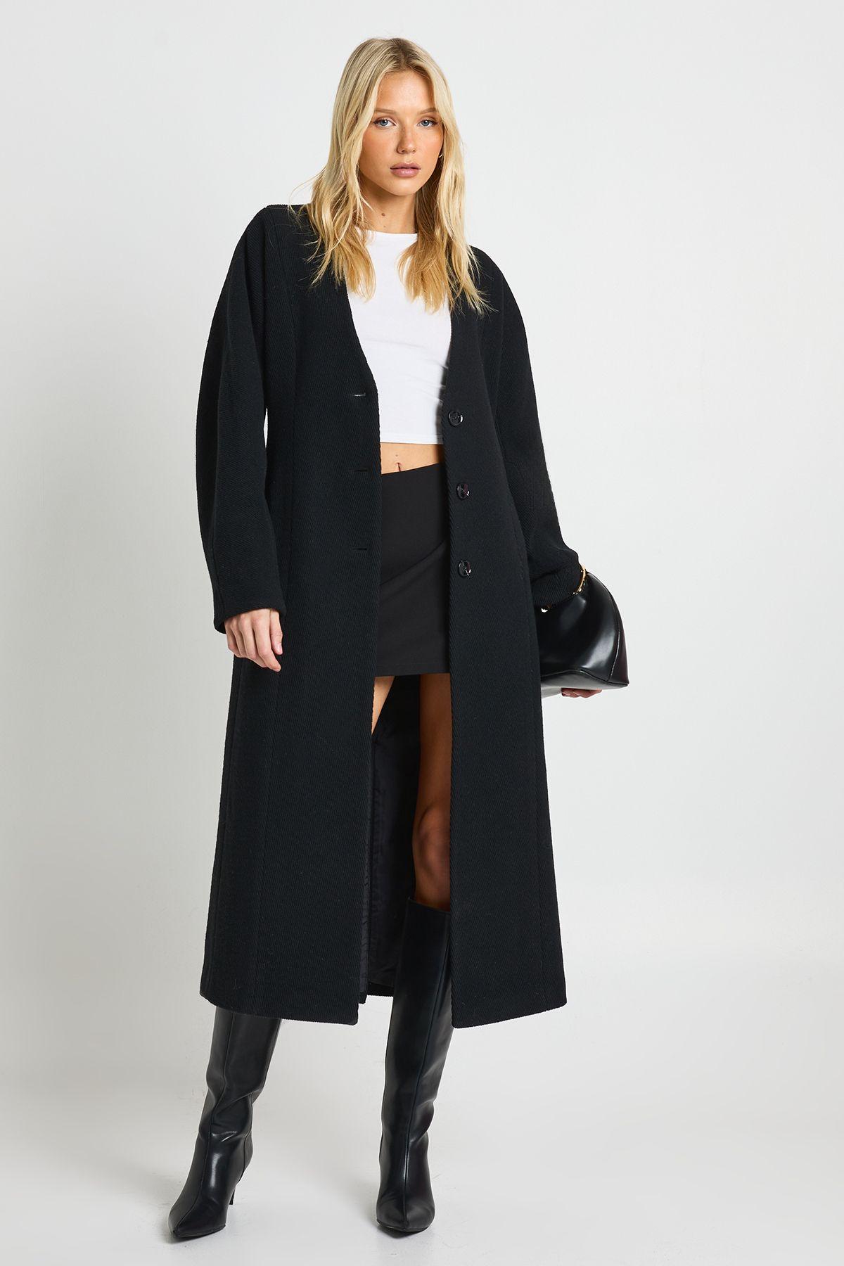 Longline Wool Look Synched Waist Coat by BOOHOO