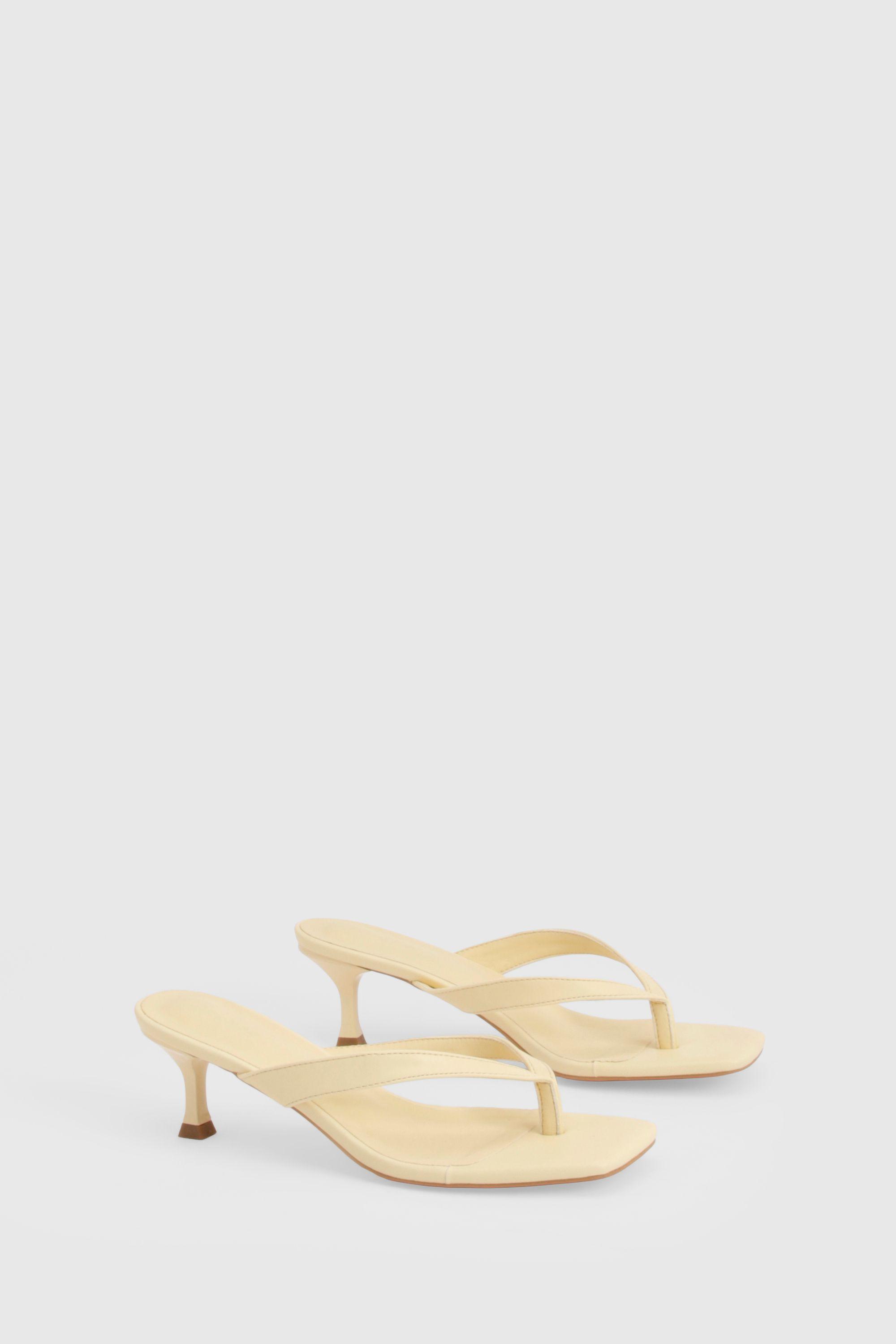 Low Heel Square Toe Post Heeled Mules by BOOHOO