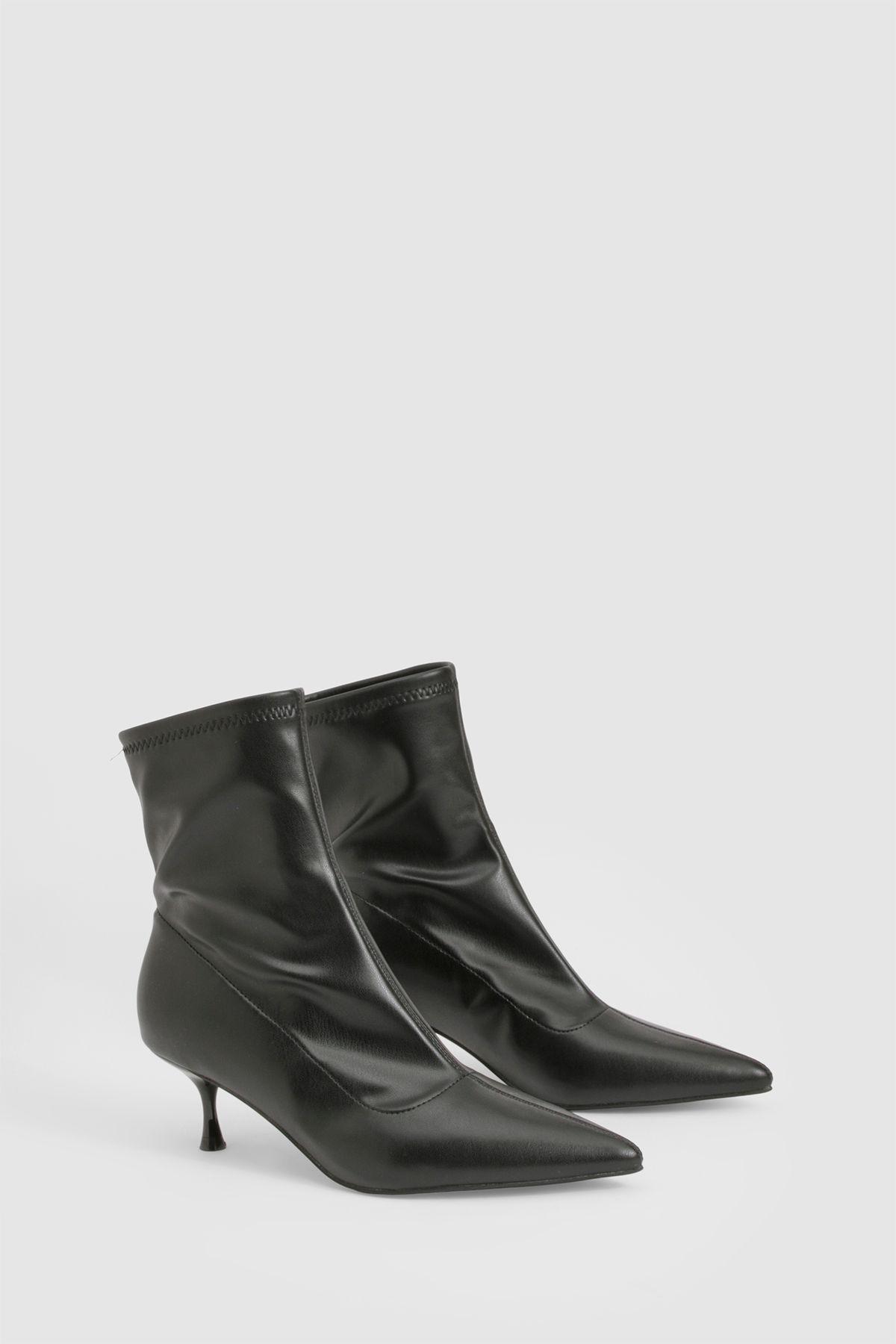 Low Stiletto Heel Sock Boots by BOOHOO