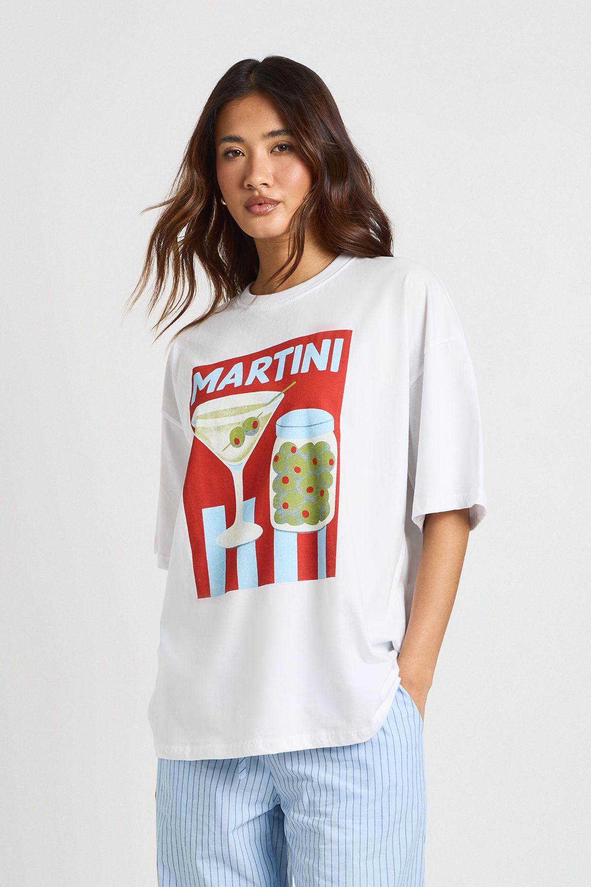 Martini Printed T-Shirt by BOOHOO