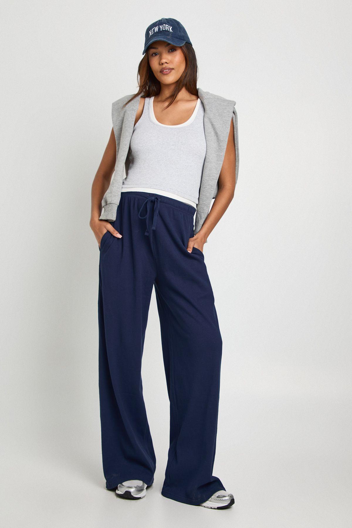 Maternity Basic Rib Wide Leg Trouser by BOOHOO