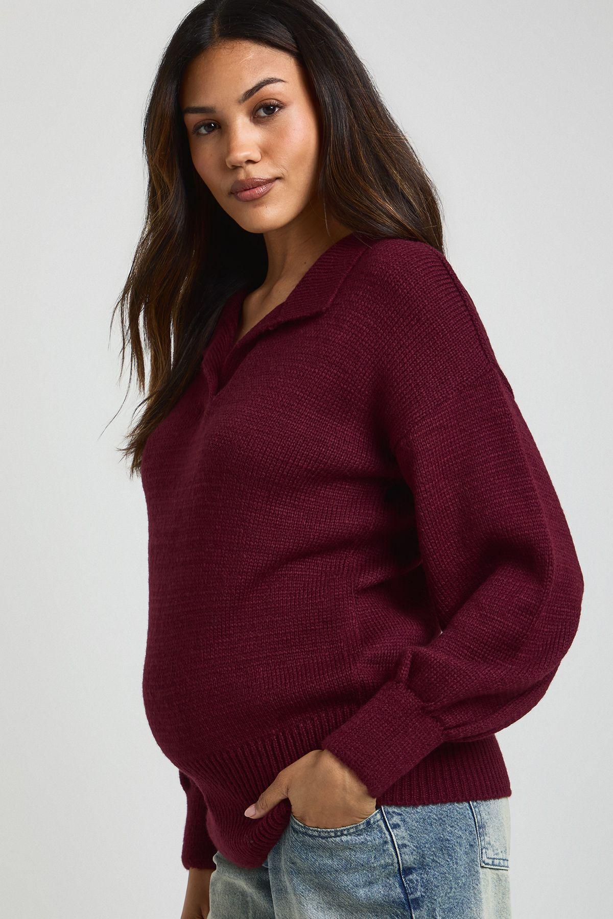 Maternity Collared Oversized Jumper by BOOHOO